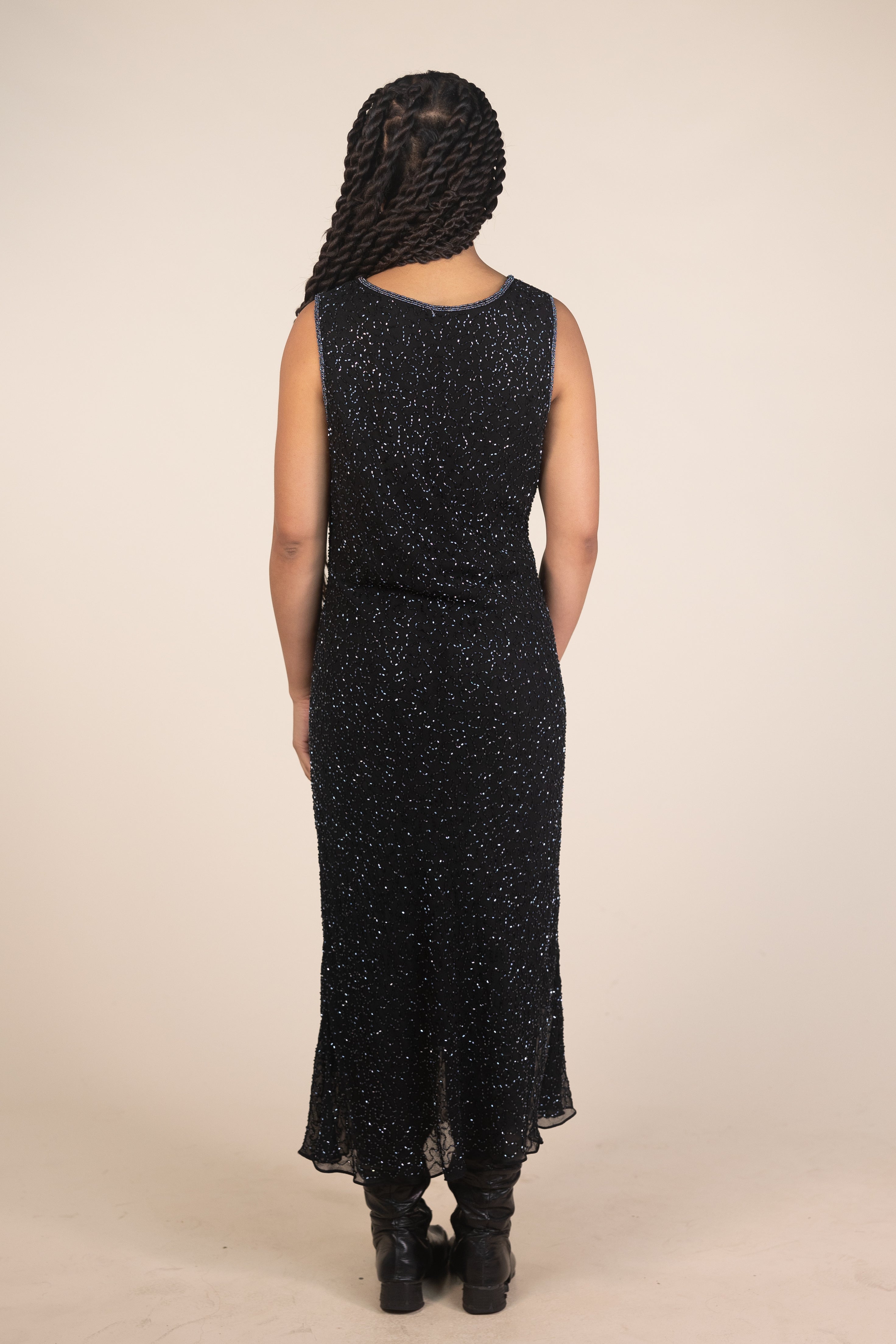 Black Beaded Midi dress