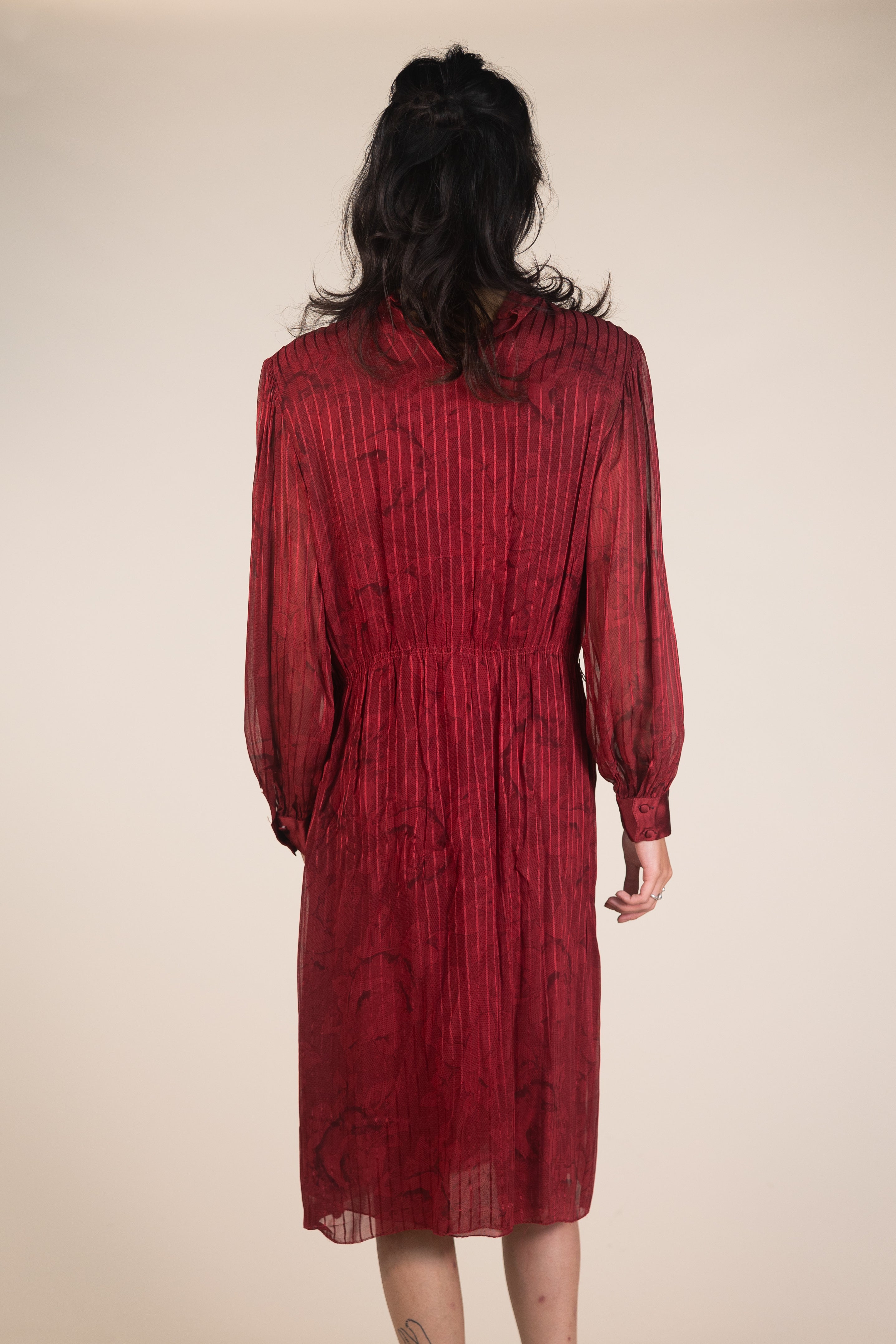 Vintage 80s Long Sleeve Red Dress