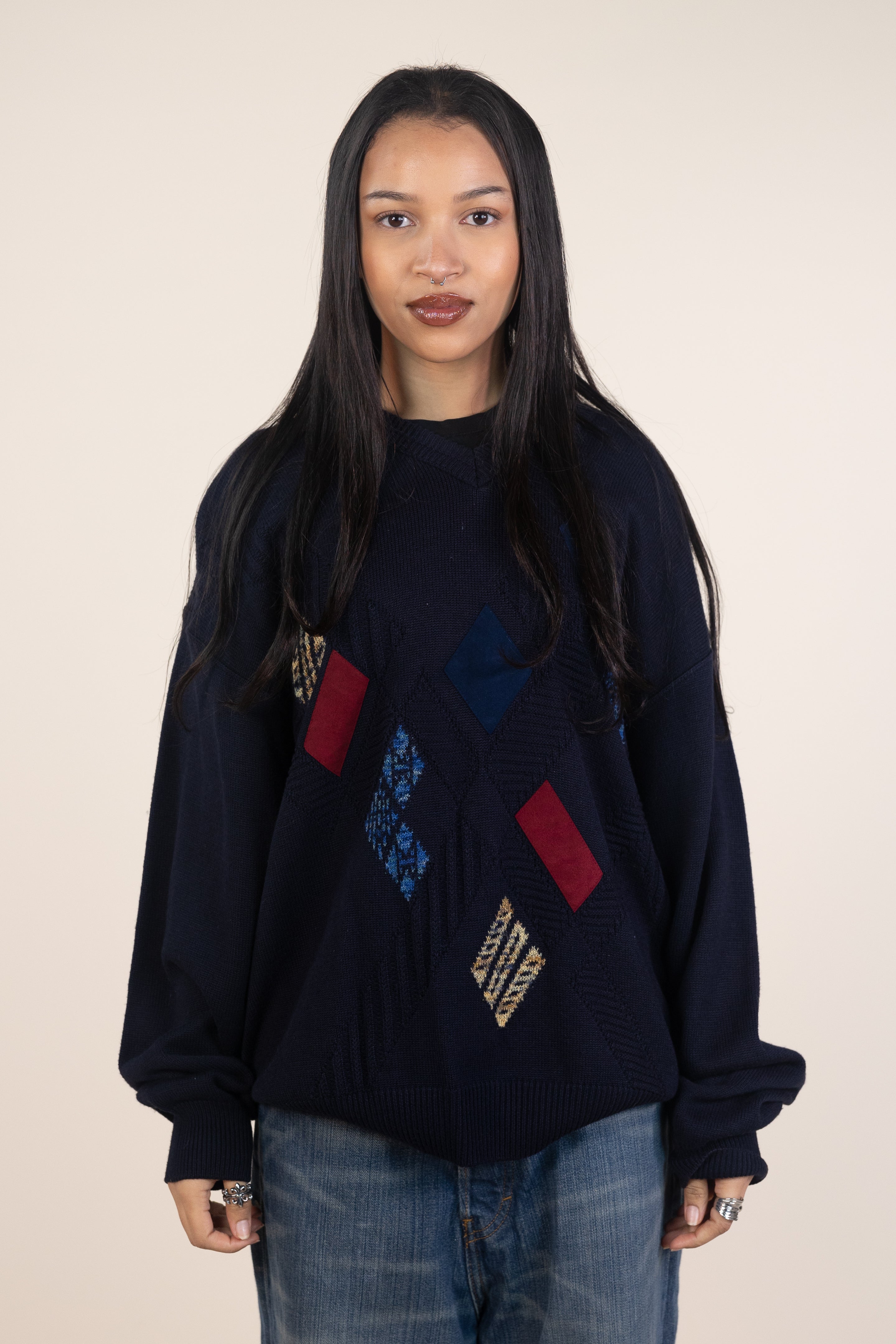 Blue Jumper with Jacuqard Knit