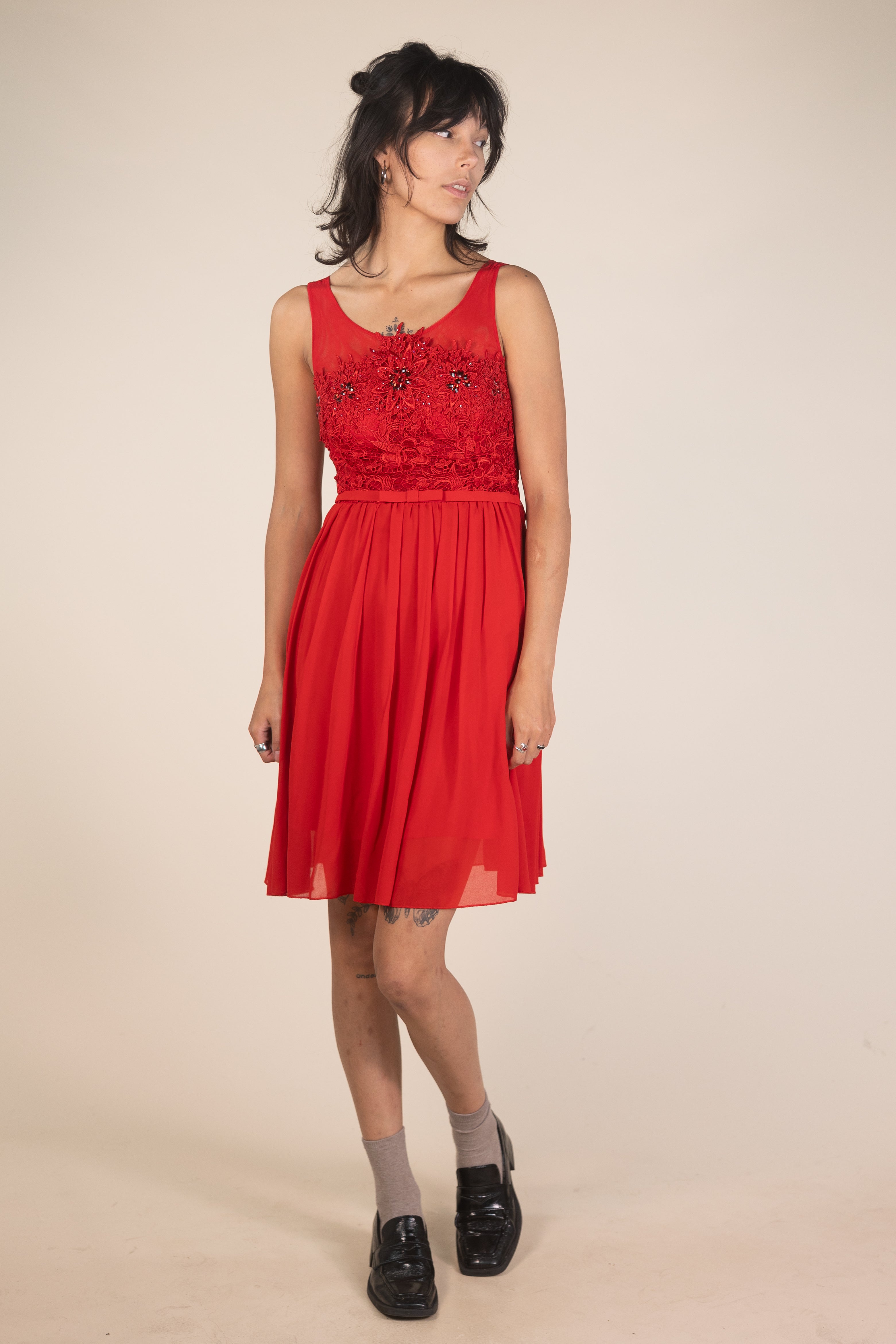 Red Chiffon Cocktail Dress