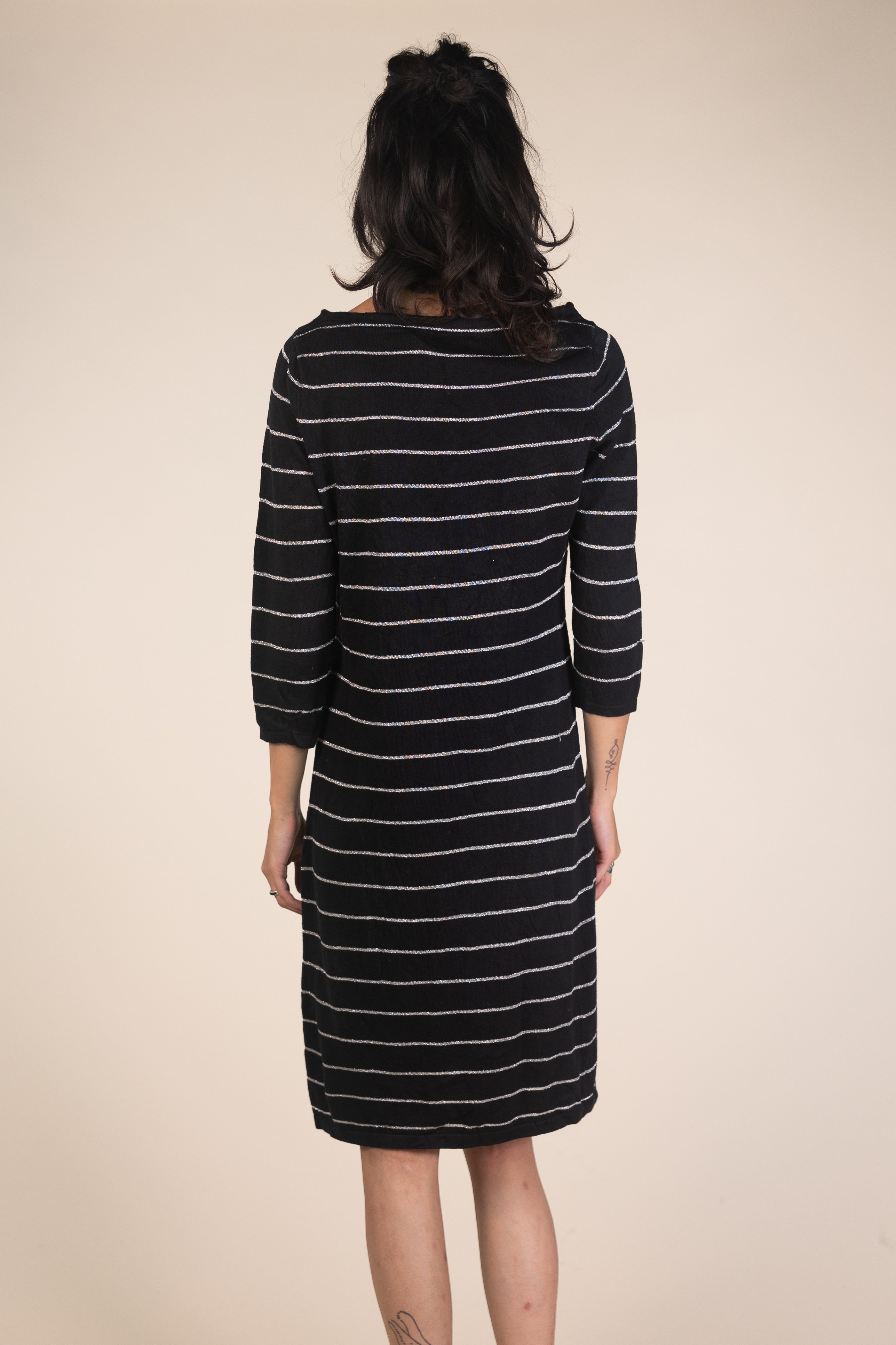 00s Ralph Lauren Silver Striped Sweater Dress