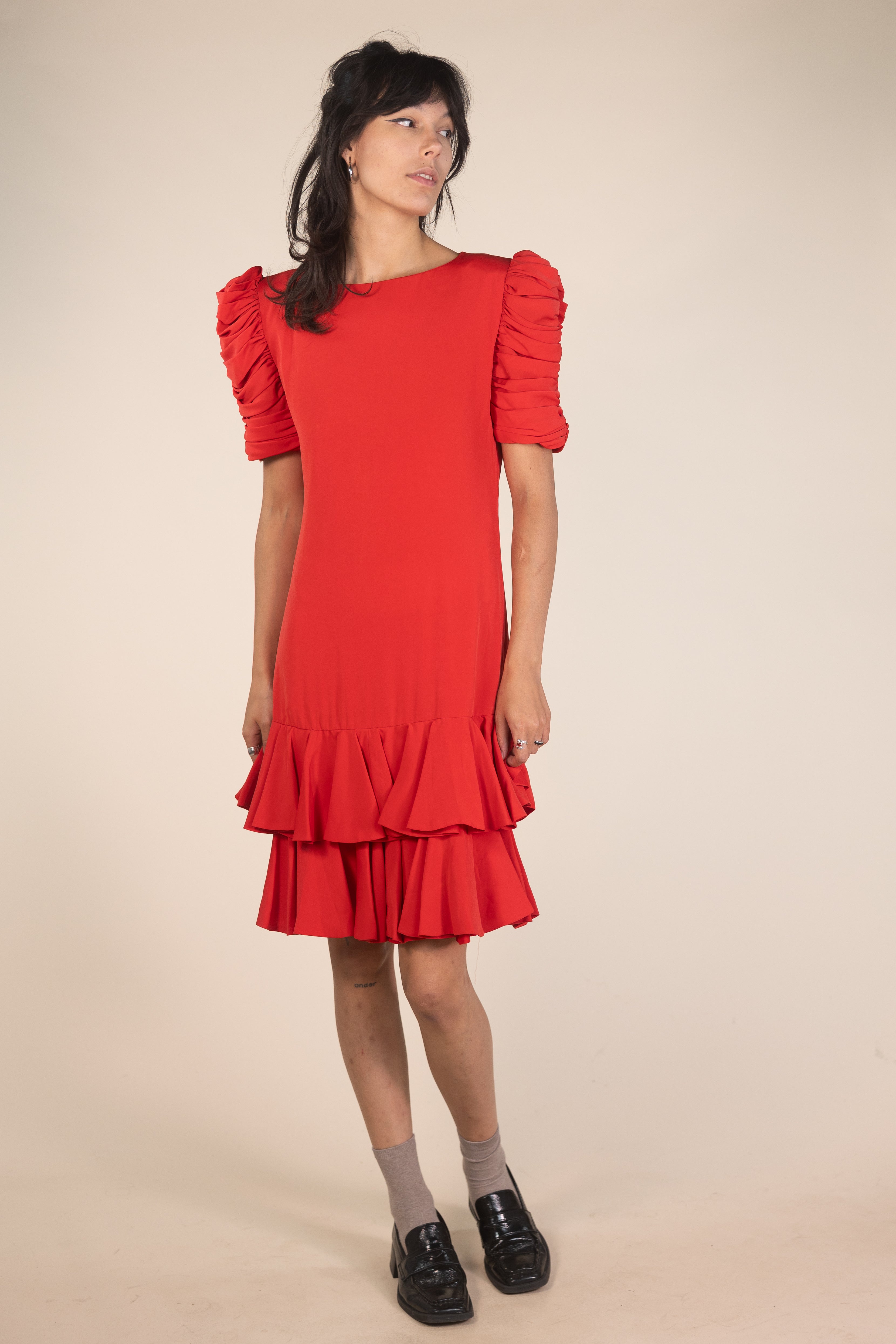 80s Ruched Red Dress