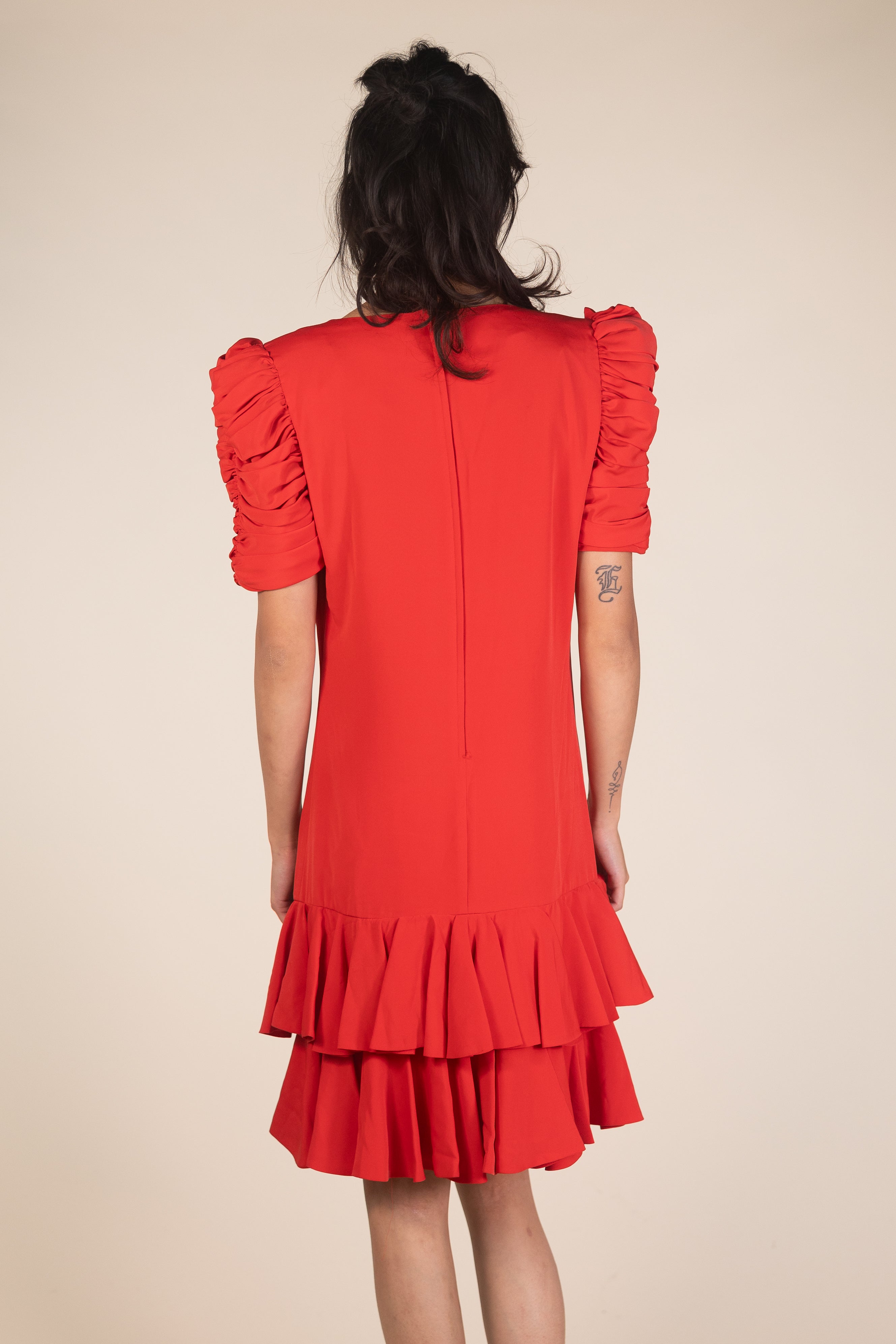 80s Ruched Red Dress