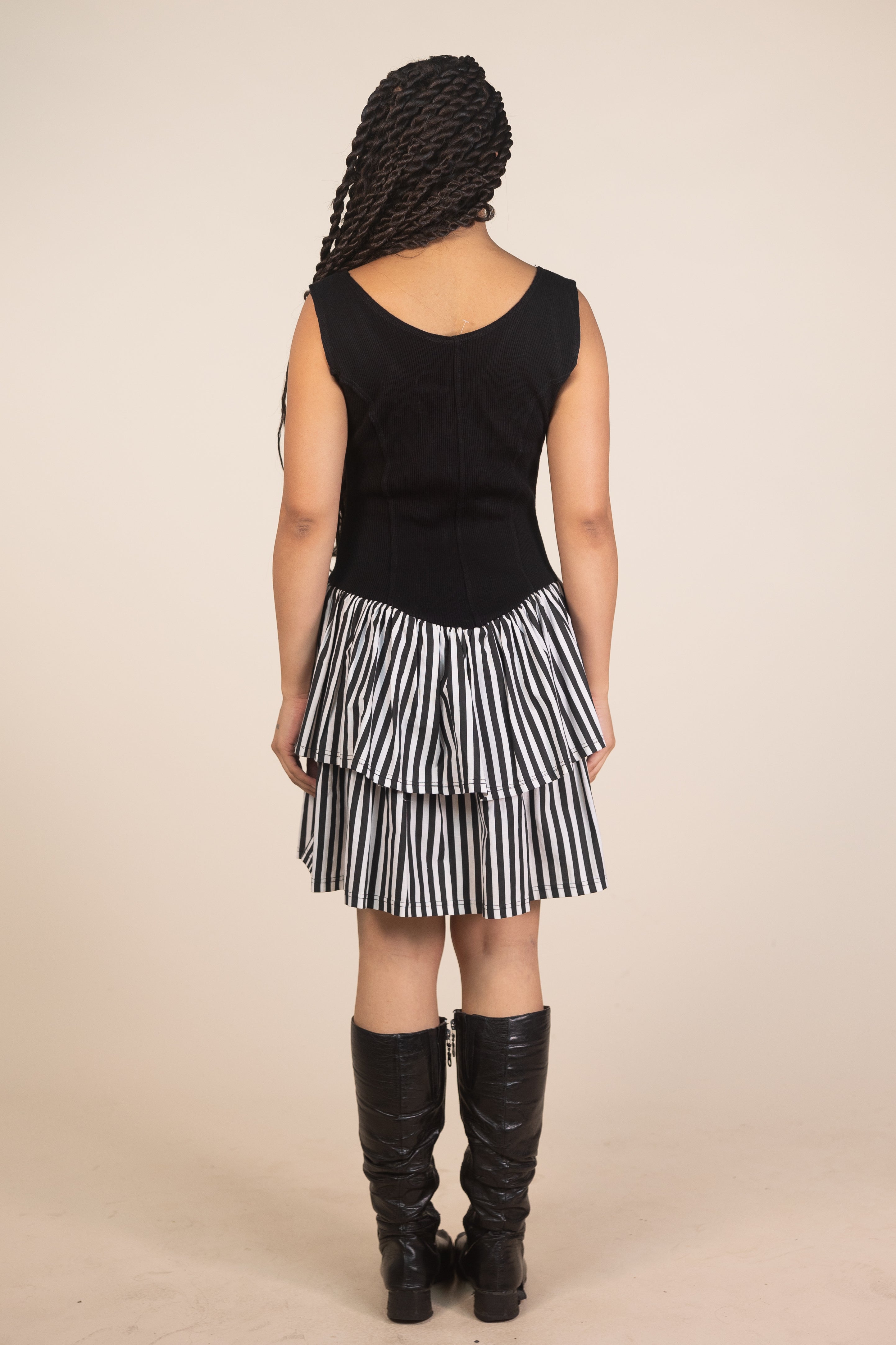 80s Striped Tiered Dress