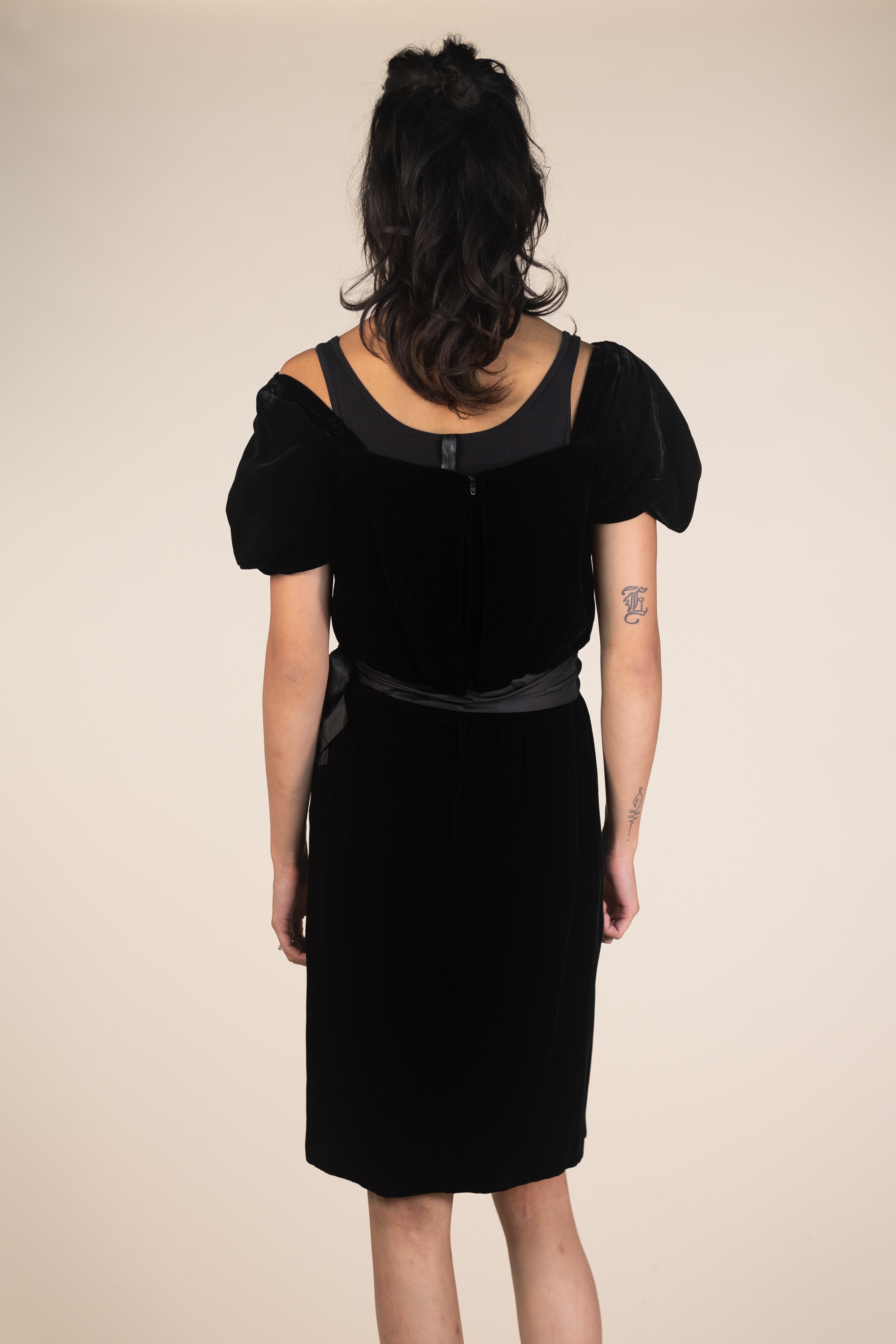 80s Black Velvet Dress