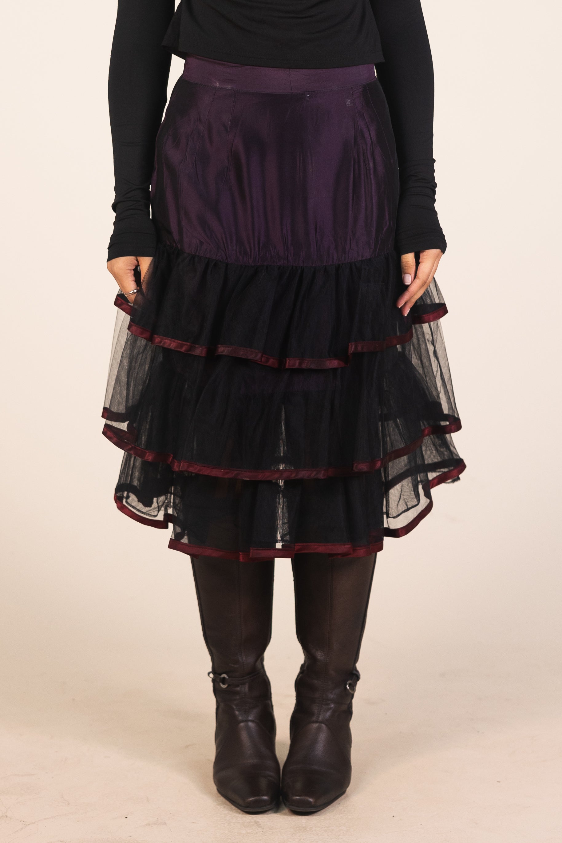 00s Ruffled Tiered Tulle Skirt