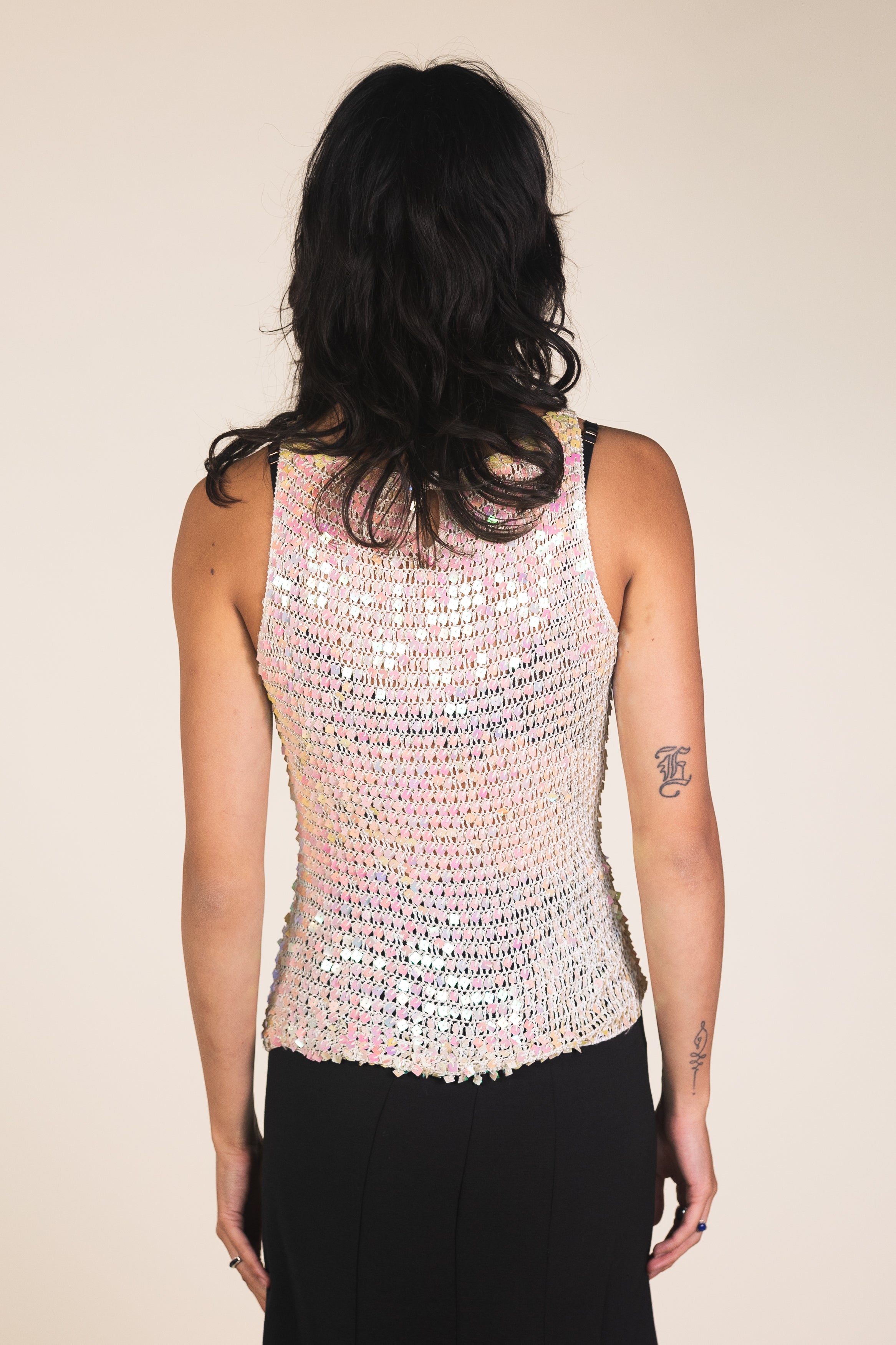 Vintage Crochet Sequin Iridescent Tank Top