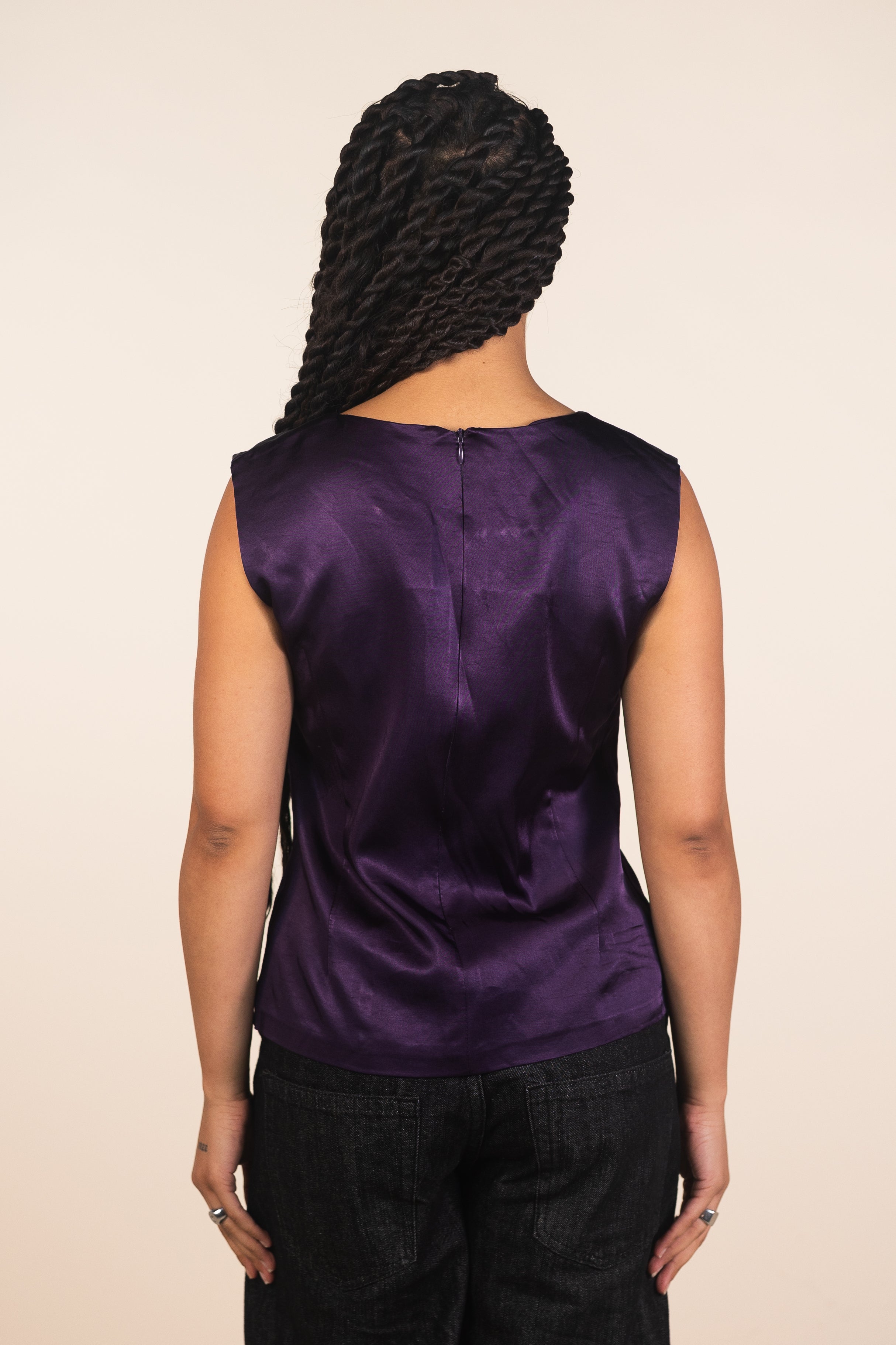 90s Sleeveless Purple Satin Top