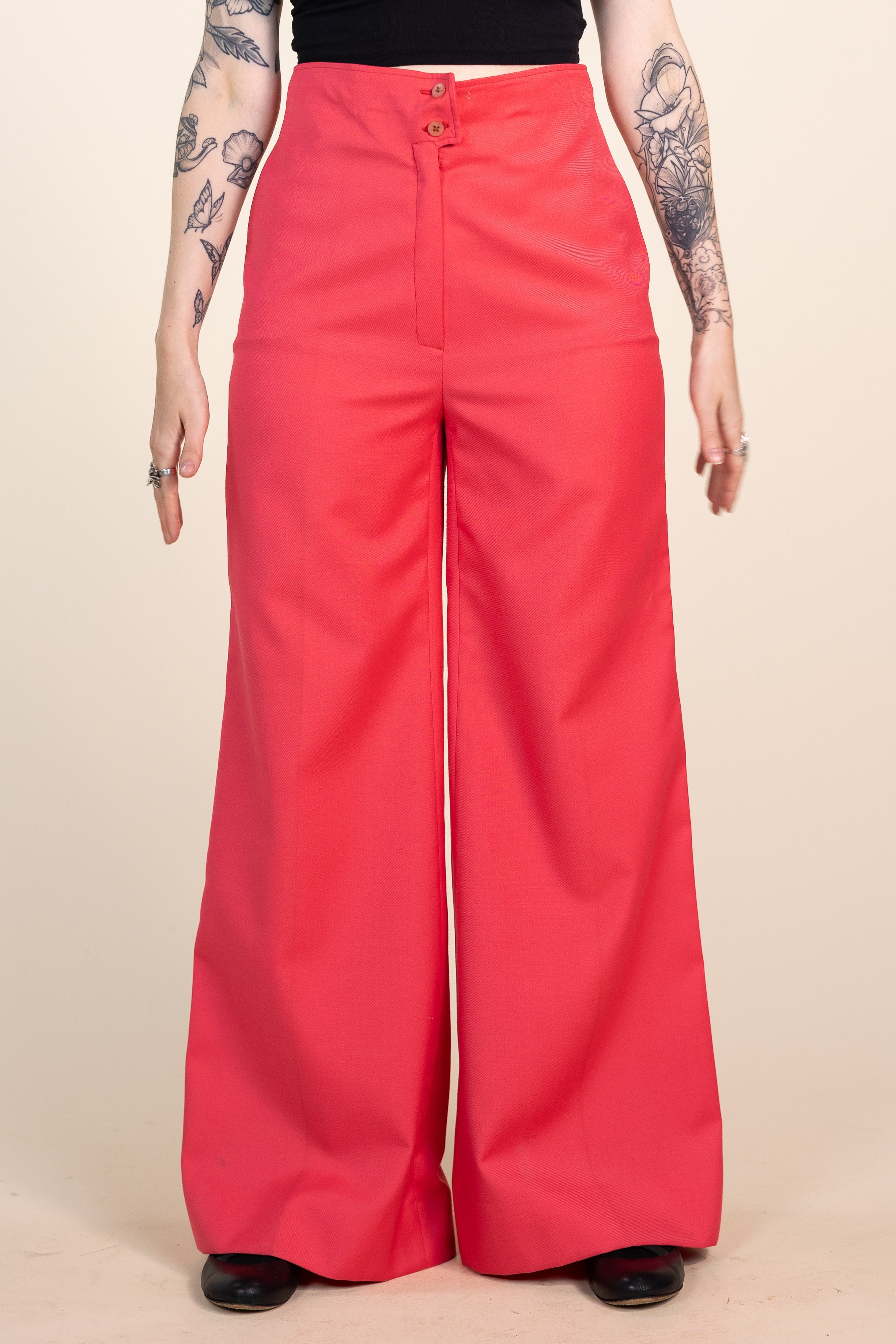 Handmade pink flared trousers