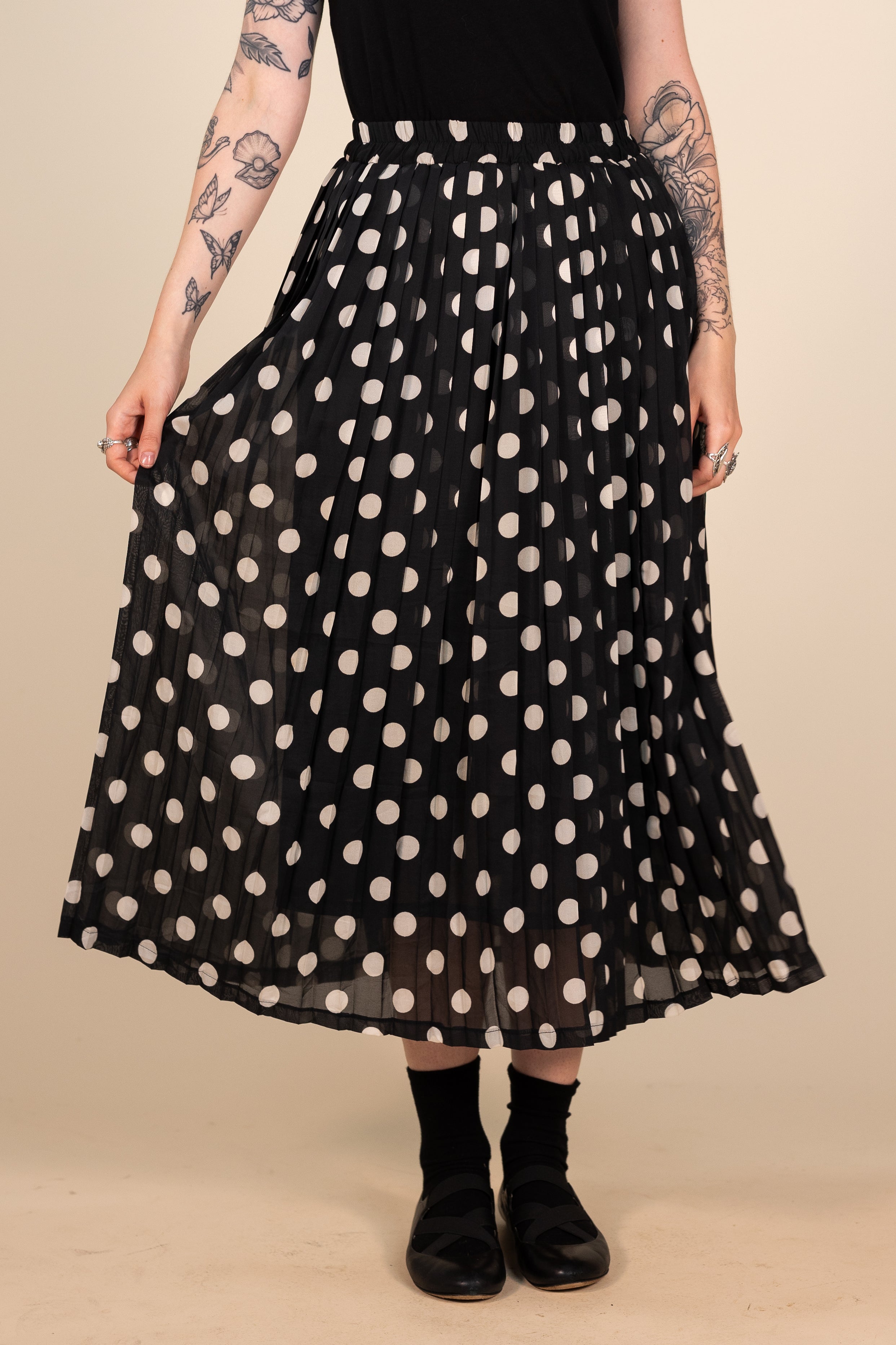 Chiffon Skirt with Polkadot Print