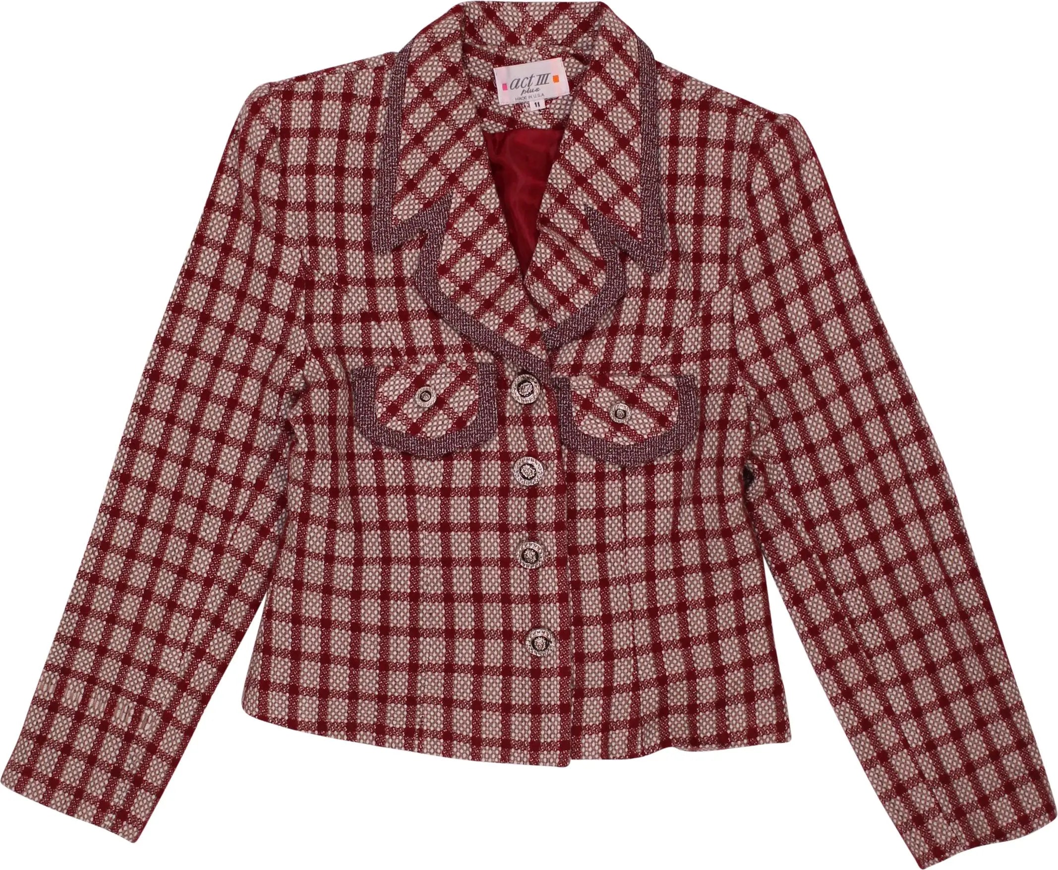 Act III - Checked Red Blazer- ThriftTale.com - Vintage and second handclothing