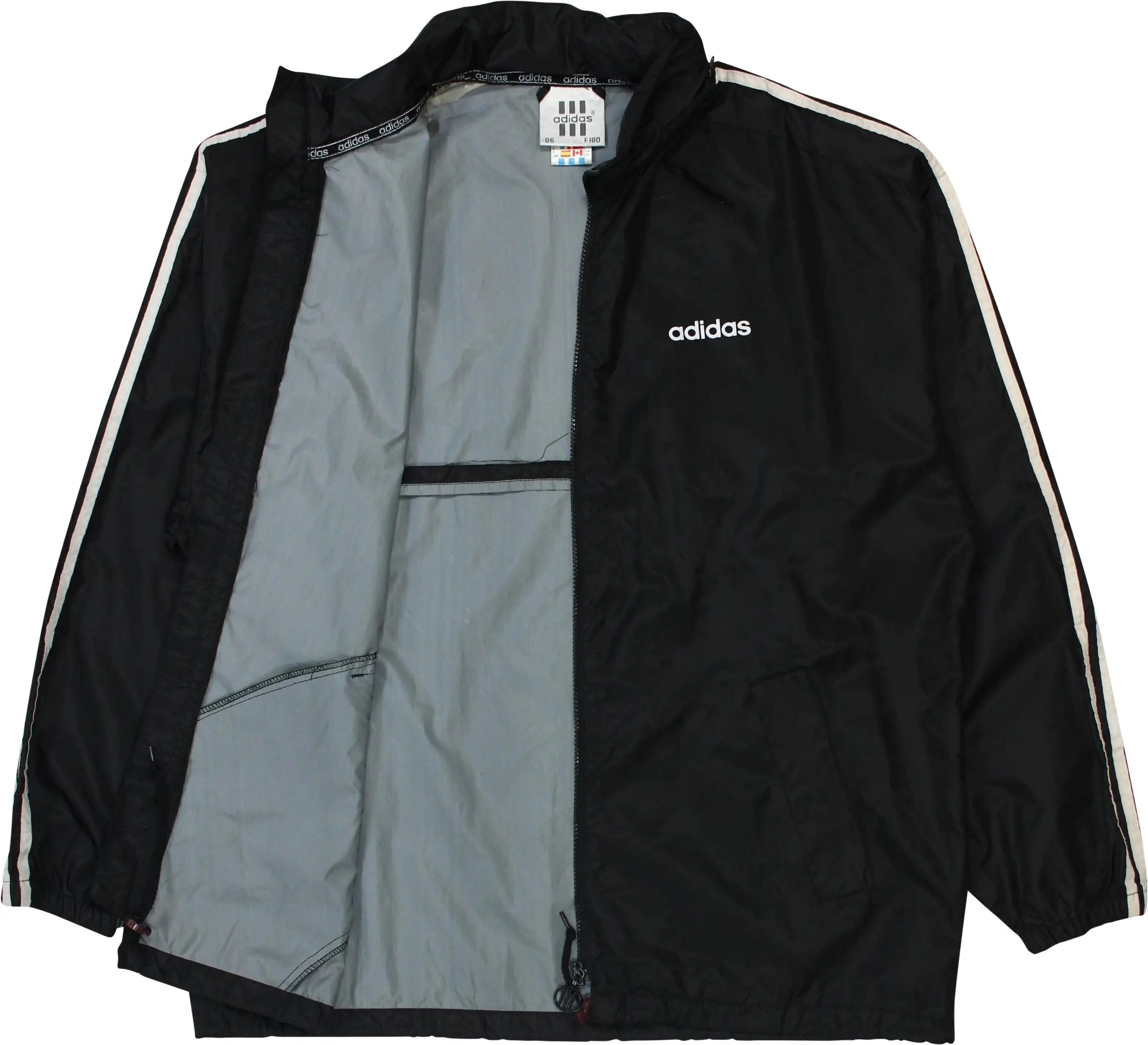 Adidas - Black Rain Jacket & Pants by Adidas- ThriftTale.com - Vintage and second handclothing