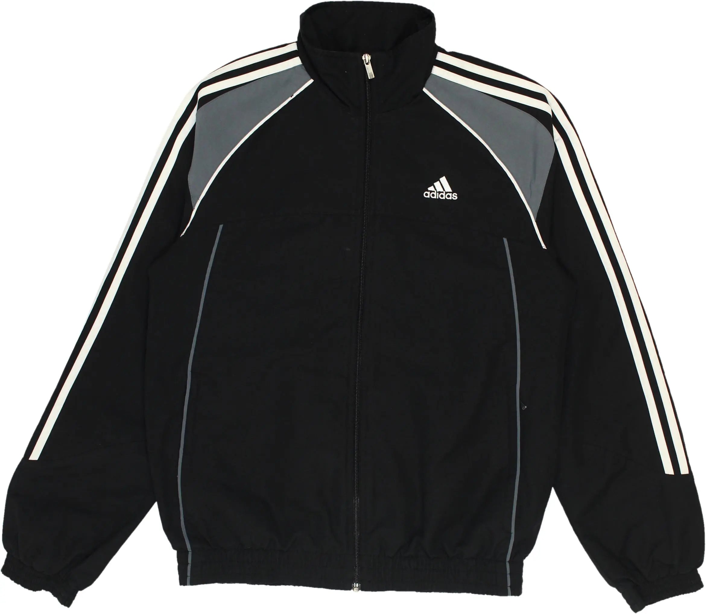 Adidas - Black Track Jacket by Adidas- ThriftTale.com - Vintage and second handclothing