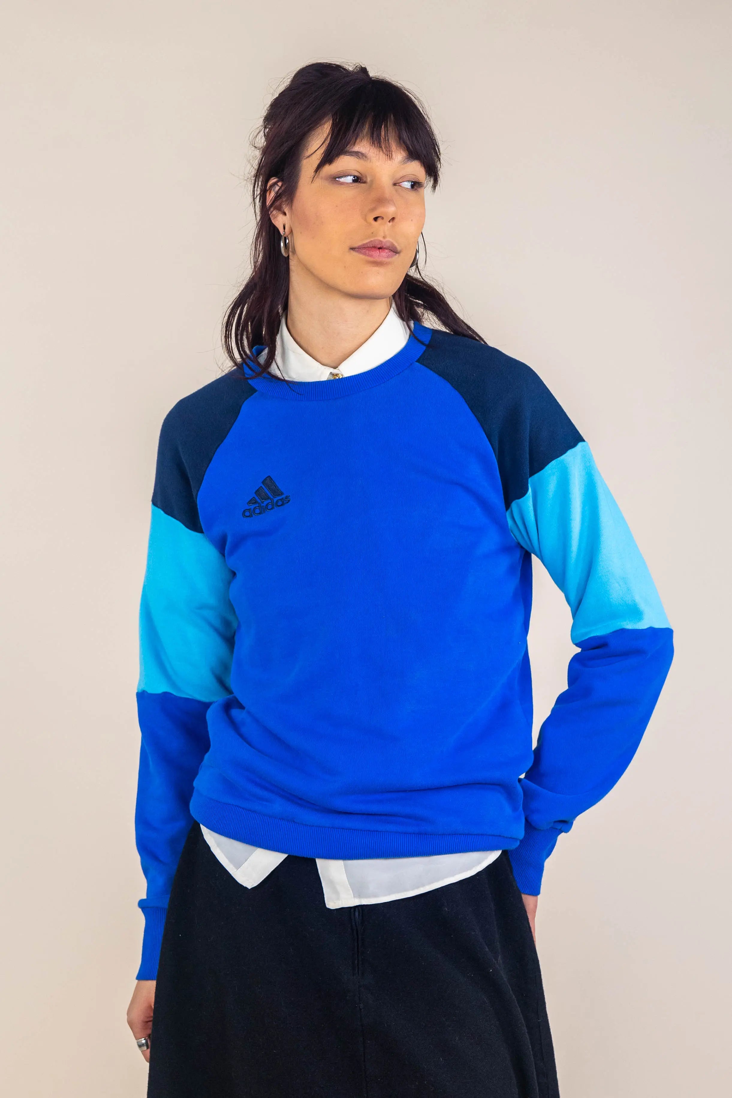 Adidas - Blue Adidas Crew Neck Sweatshirt- ThriftTale.com - Vintage and second handclothing