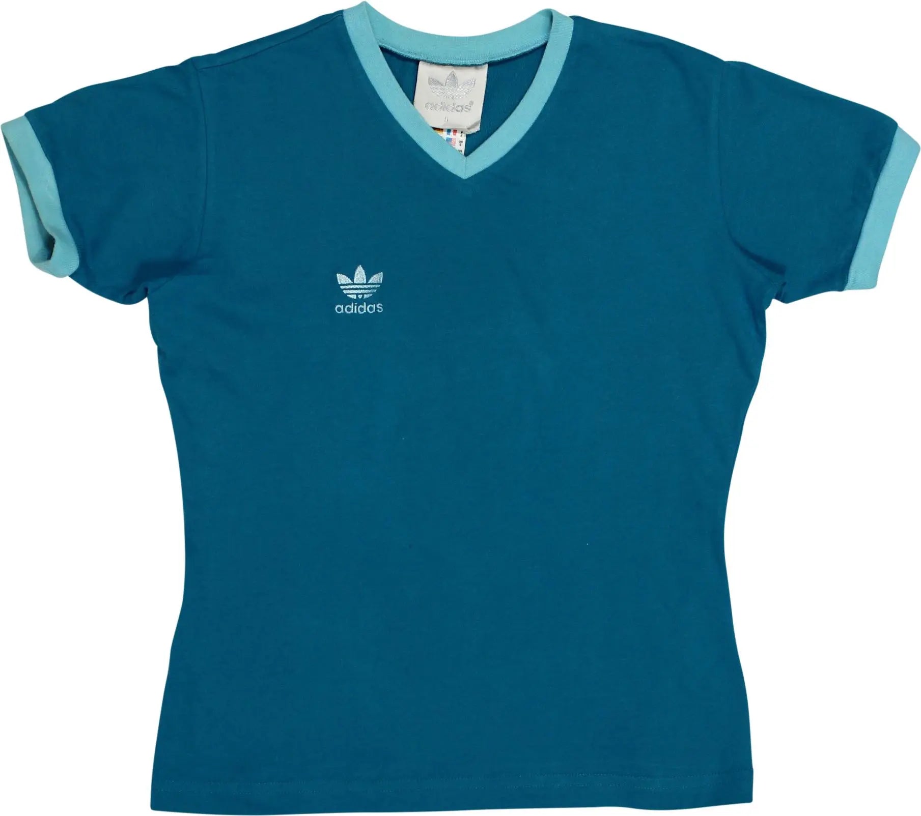 Adidas - Blue V-Neck T-shirt by Adidas- ThriftTale.com - Vintage and second handclothing
