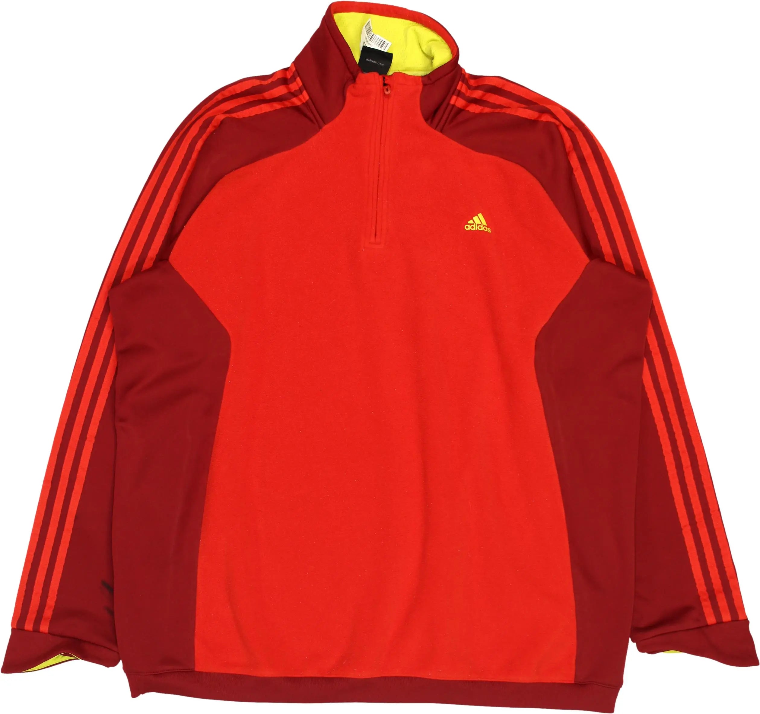 Adidas - Red Adidas zip-up sweater- ThriftTale.com - Vintage and second handclothing