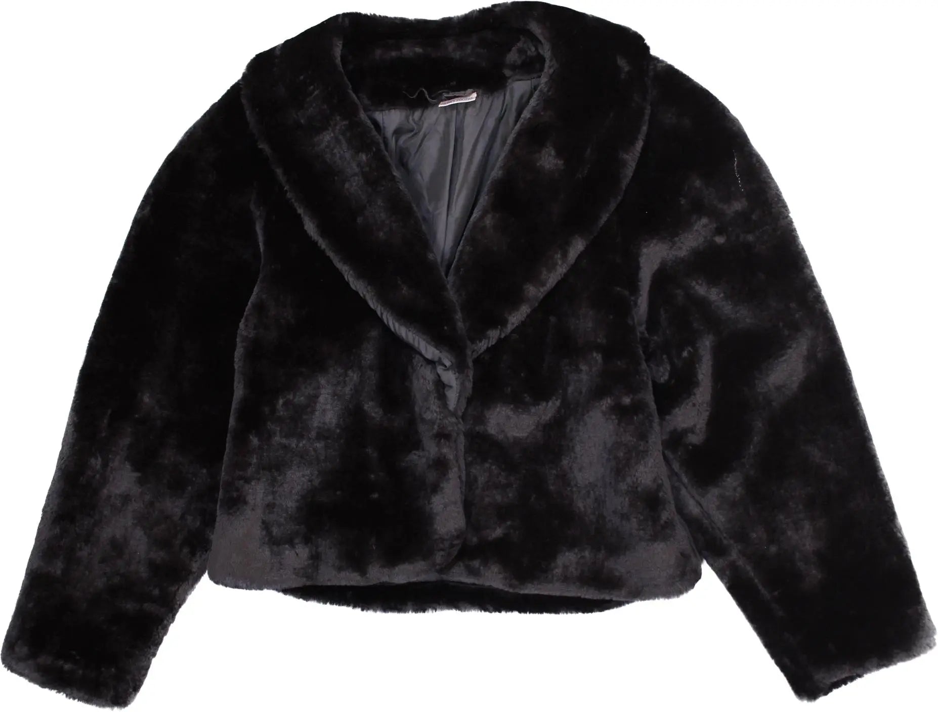 Akkerman - Black Faux Fur Coat- ThriftTale.com - Vintage and second handclothing