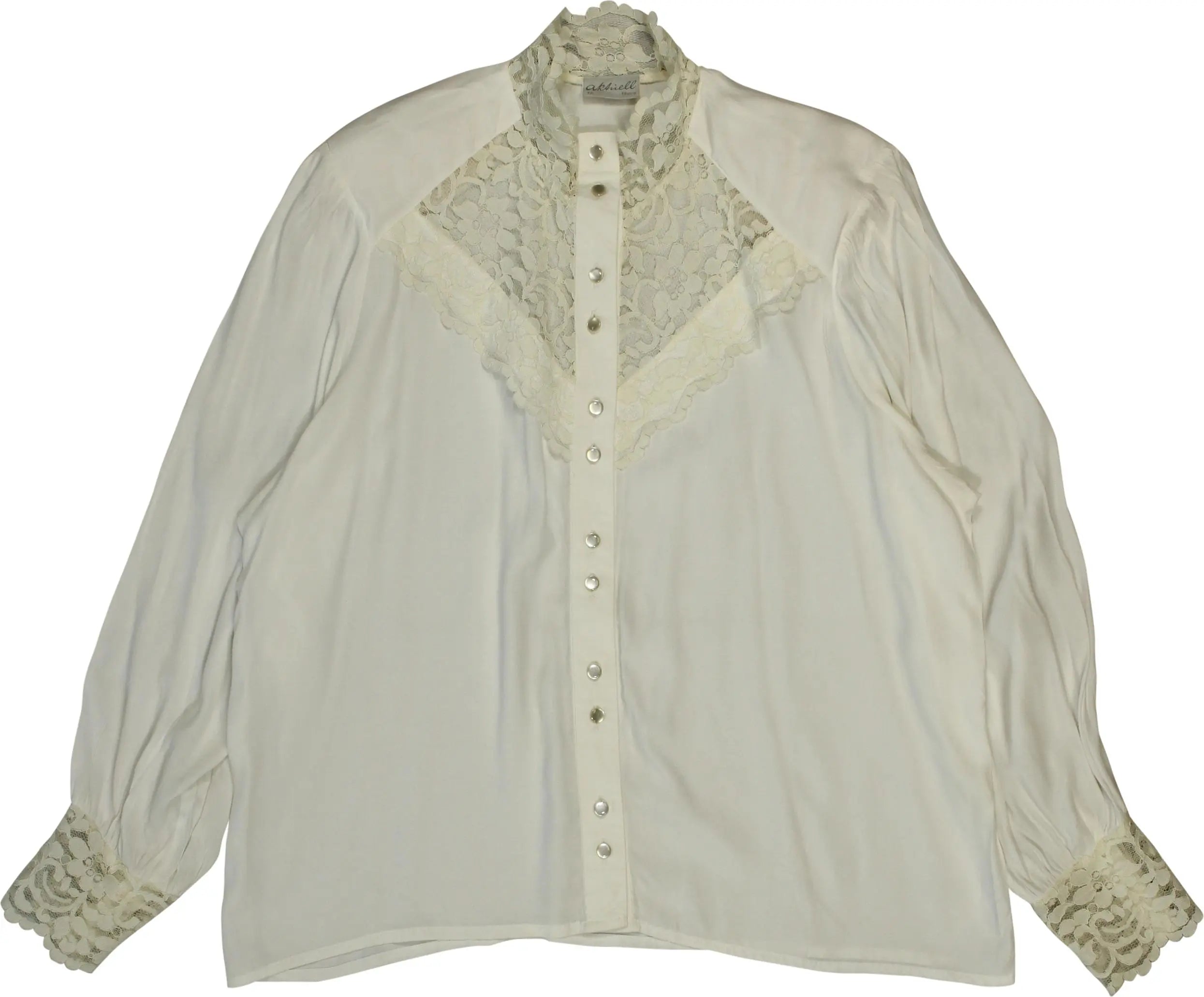 Aktuell - 80s Lace Blouse with Shoulder Pads- ThriftTale.com - Vintage and second handclothing