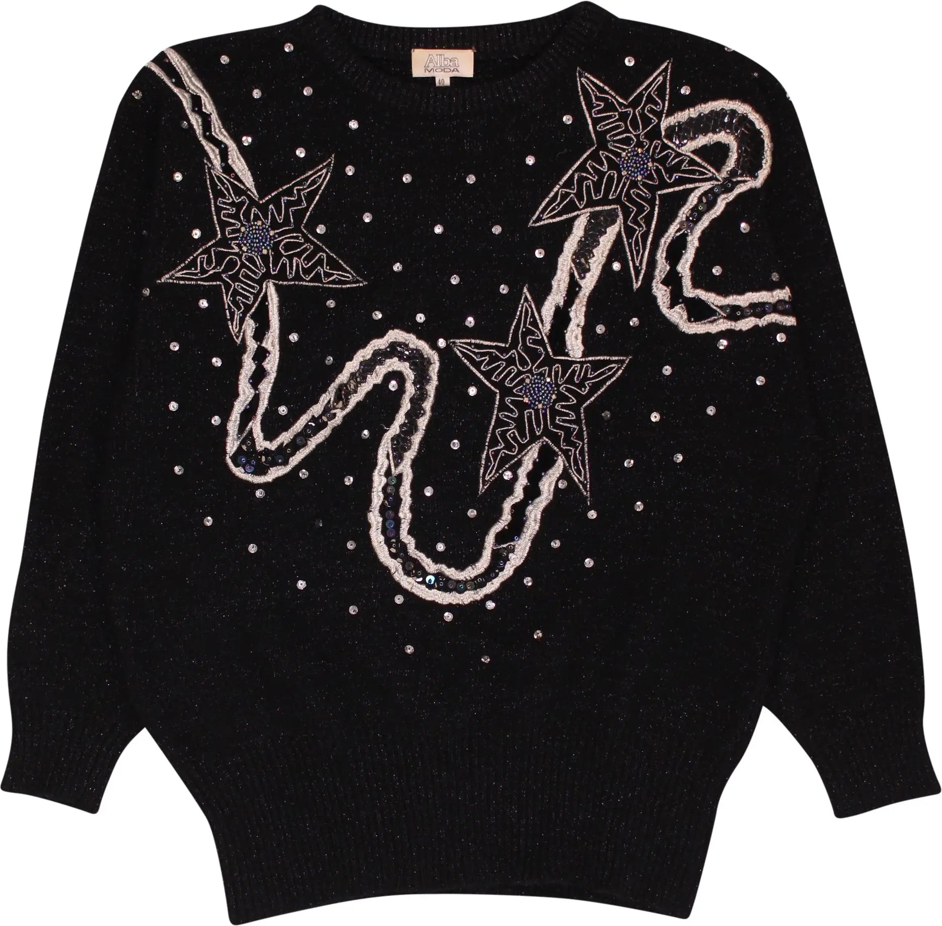 Alba Moda - 80s Beaded Stars Knitted Jumper- ThriftTale.com - Vintage and second handclothing