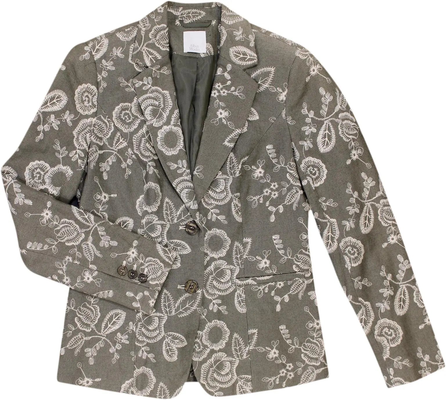 Alba Moda - Floral Linen Blazer- ThriftTale.com - Vintage and second handclothing