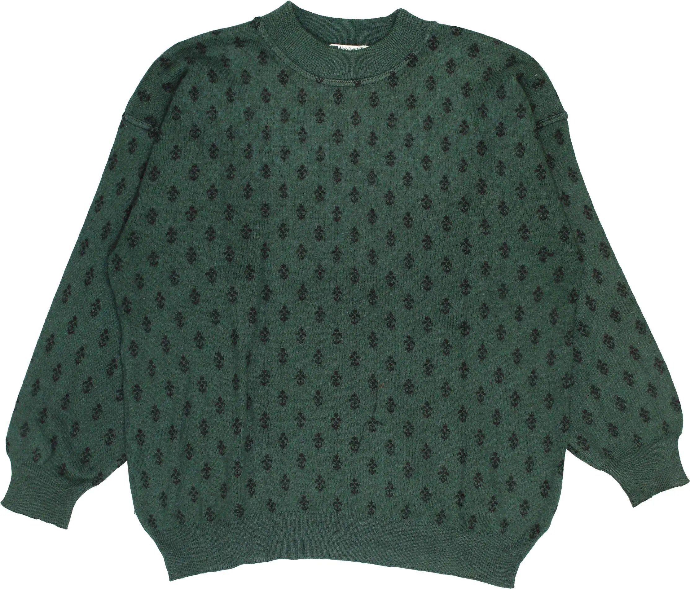 Aldo Bertolini - Green Patterned Jumper- ThriftTale.com - Vintage and second handclothing