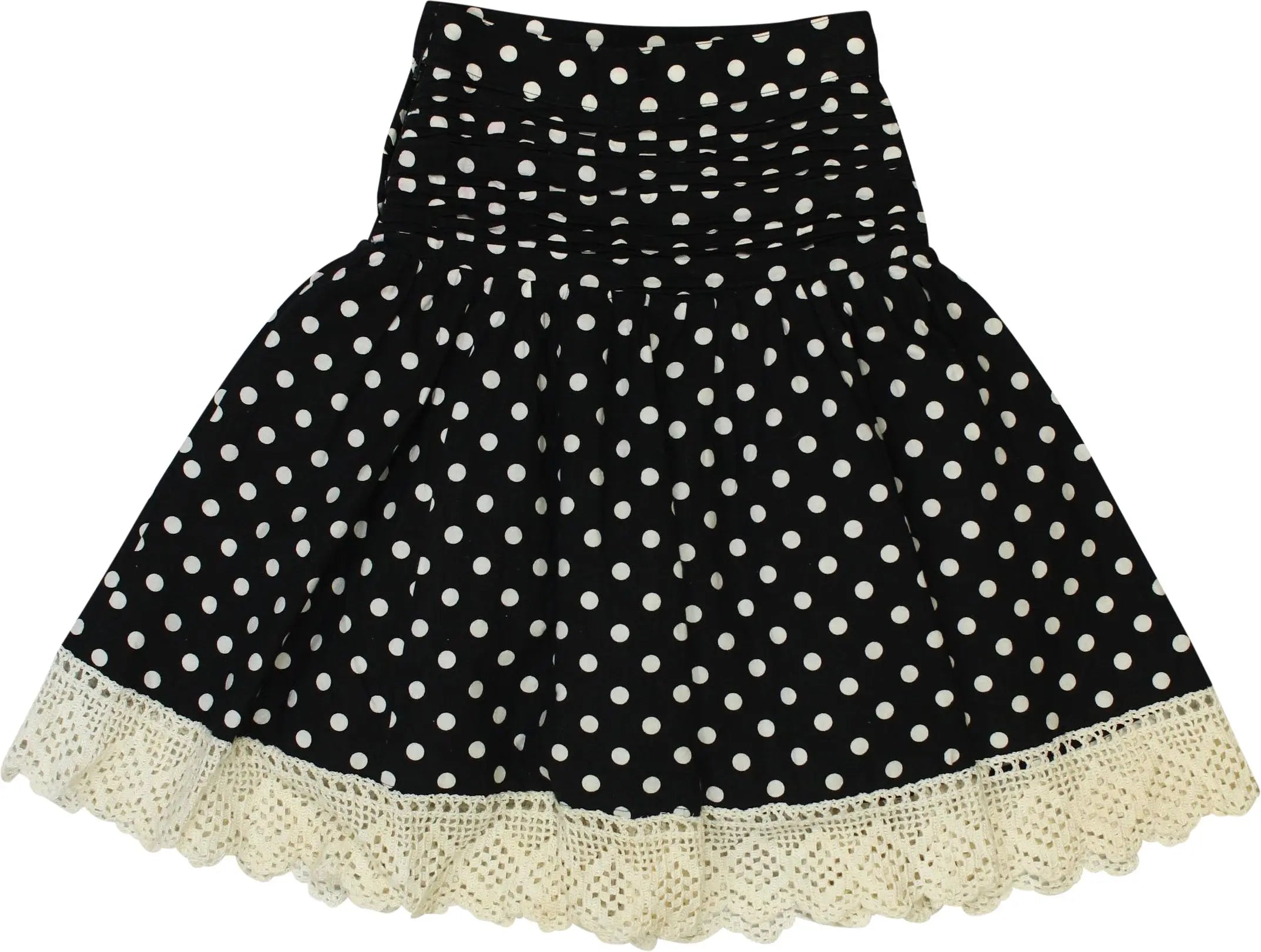 Alessandra - Black Poladot Skirt- ThriftTale.com - Vintage and second handclothing