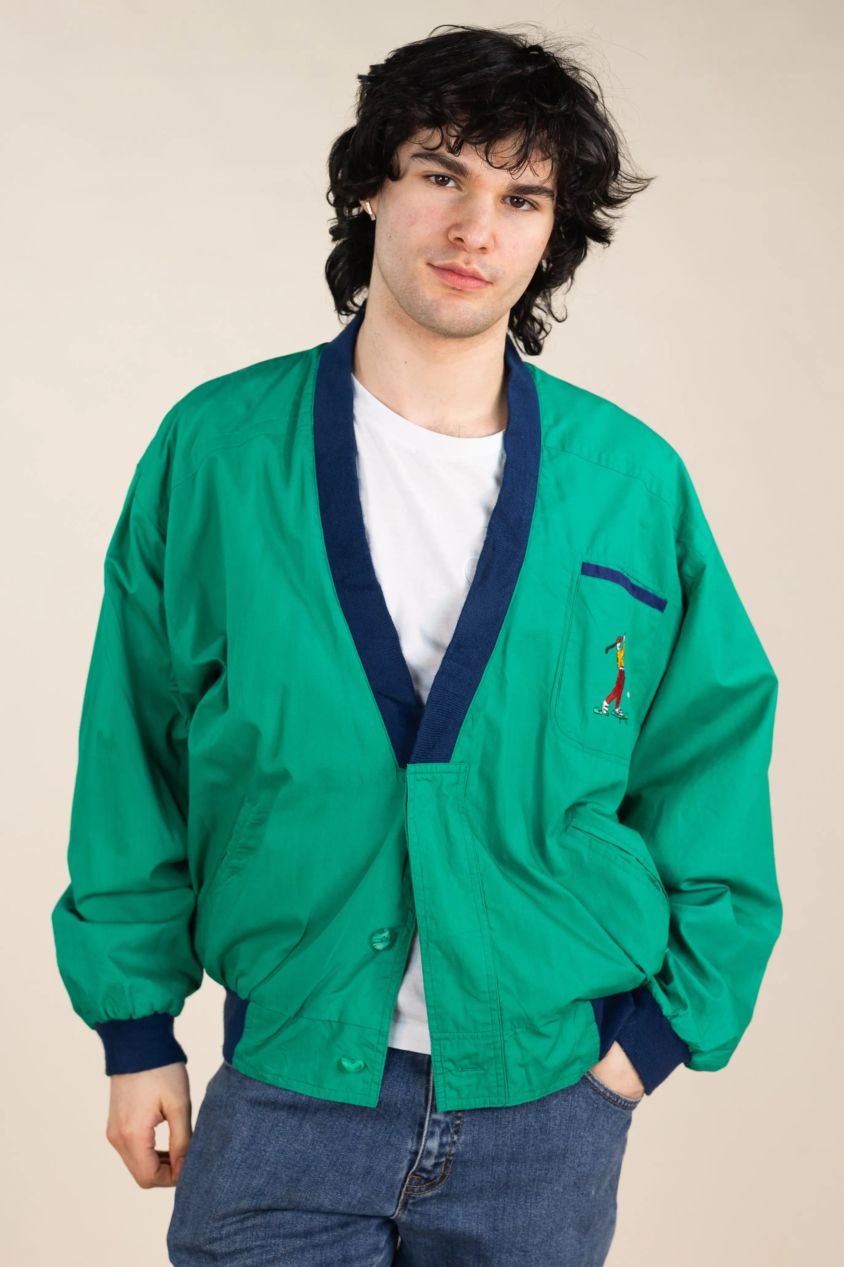 Alexander - Green Bomber Jacket- ThriftTale.com - Vintage and second handclothing