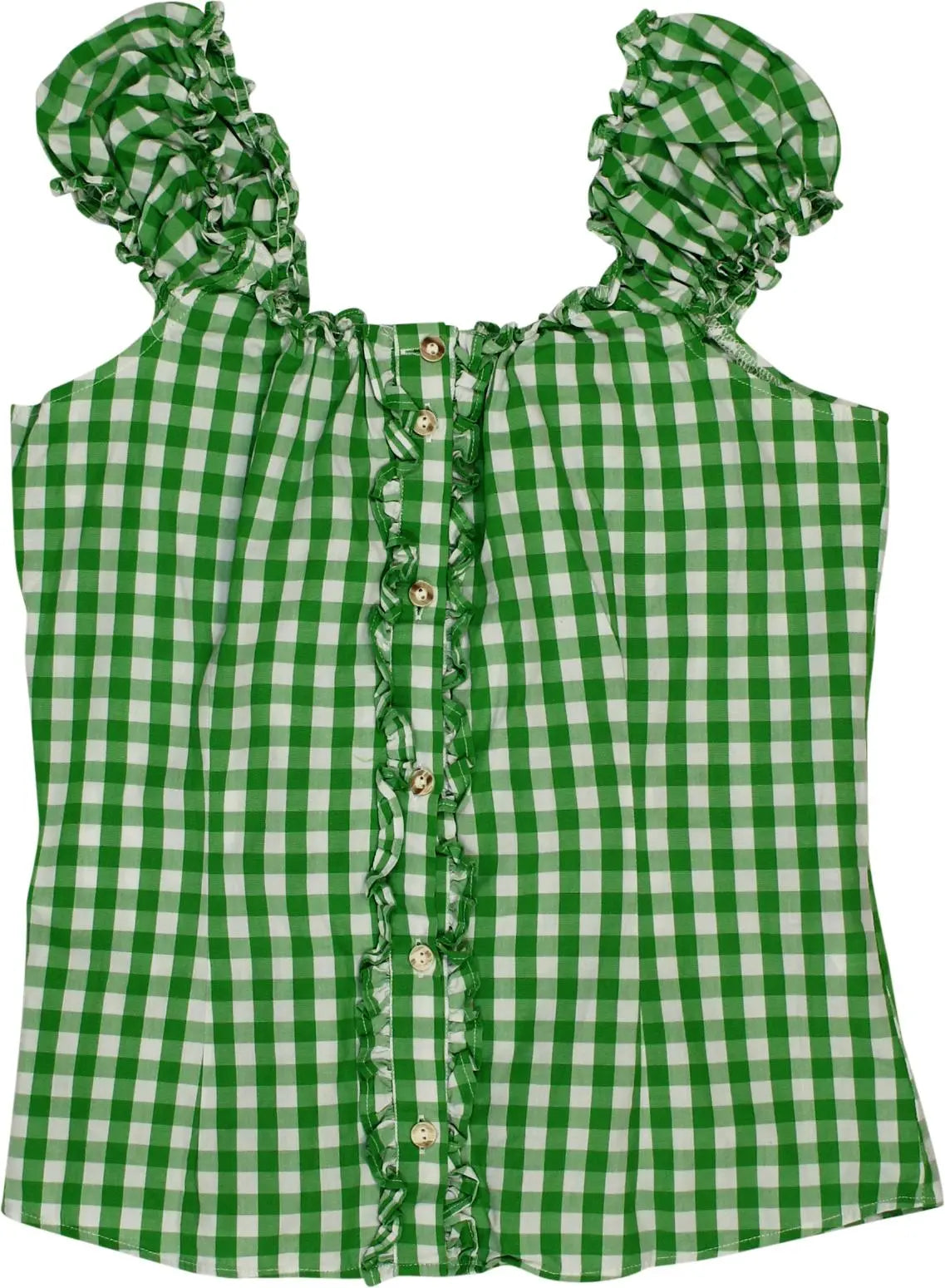 Almsach - Green Checked Top- ThriftTale.com - Vintage and second handclothing