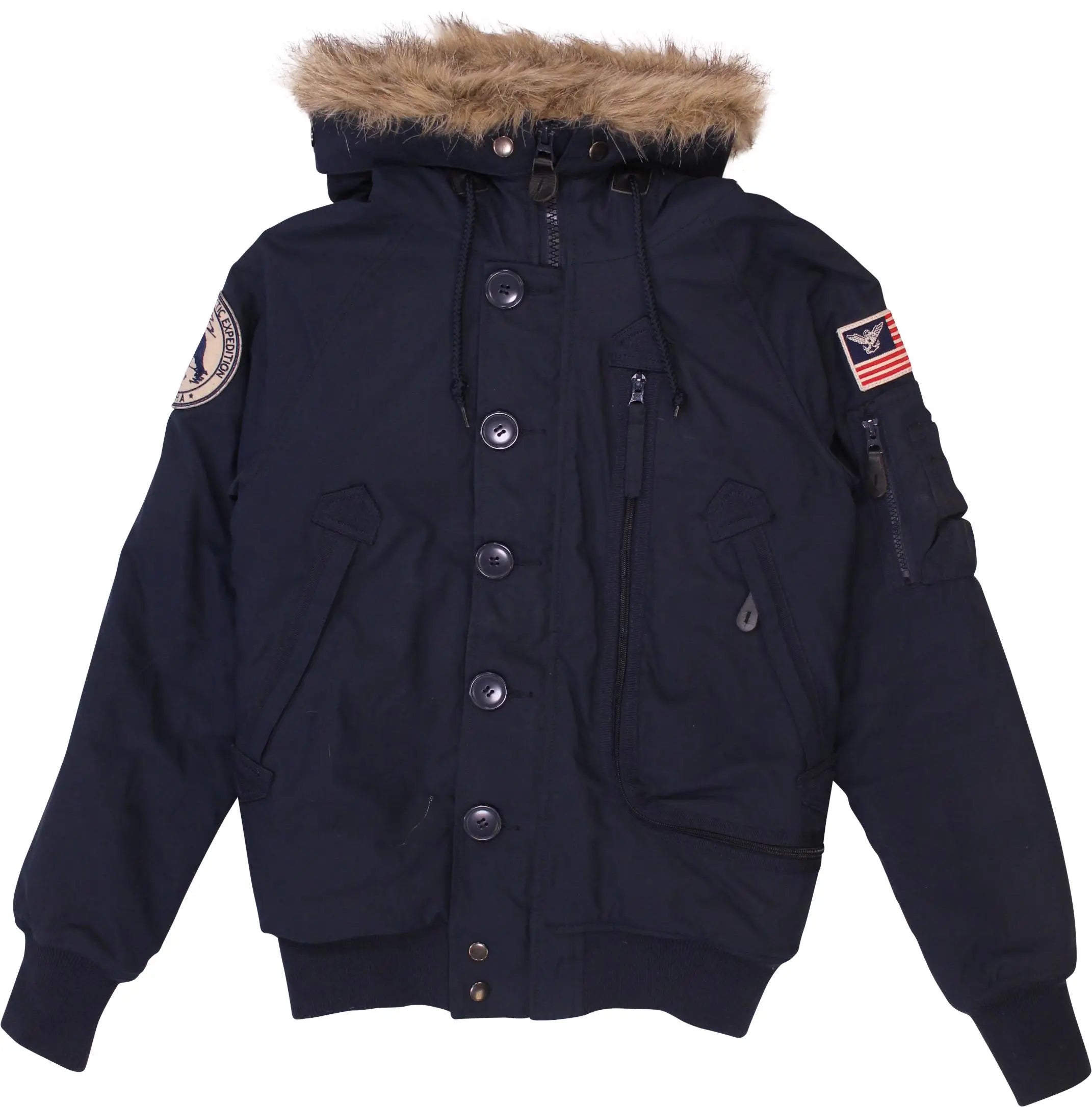 Alpha Industries - Blue Winter Jacket by Alpha Industries- ThriftTale.com - Vintage and second handclothing