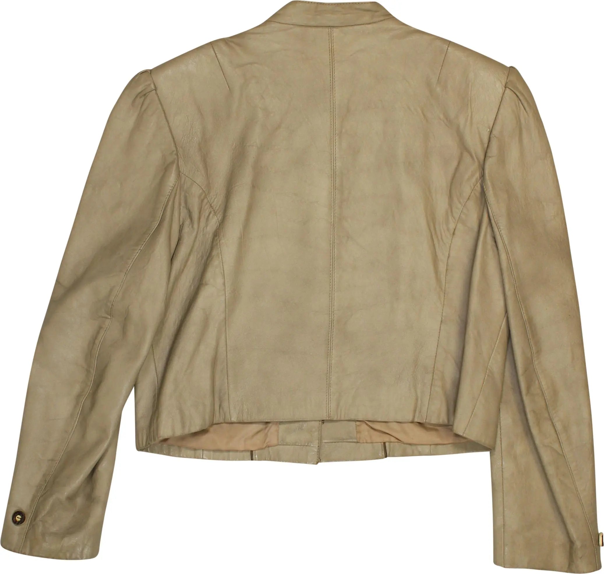 Alphorn - Beige Leather Jacket- ThriftTale.com - Vintage and second handclothing