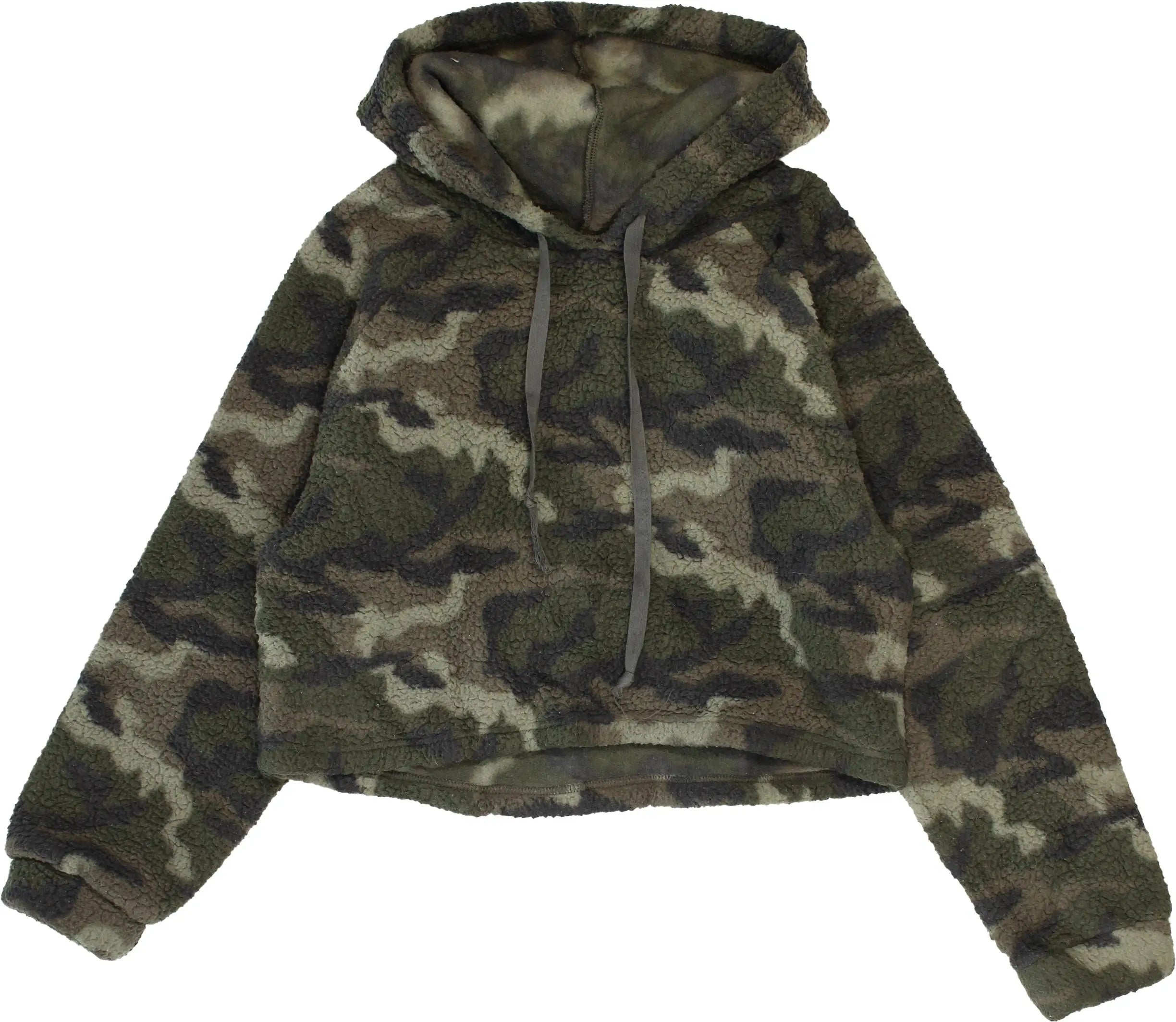 American Eagle - Camo Sherpa Cropped Hoodie- ThriftTale.com - Vintage and second handclothing