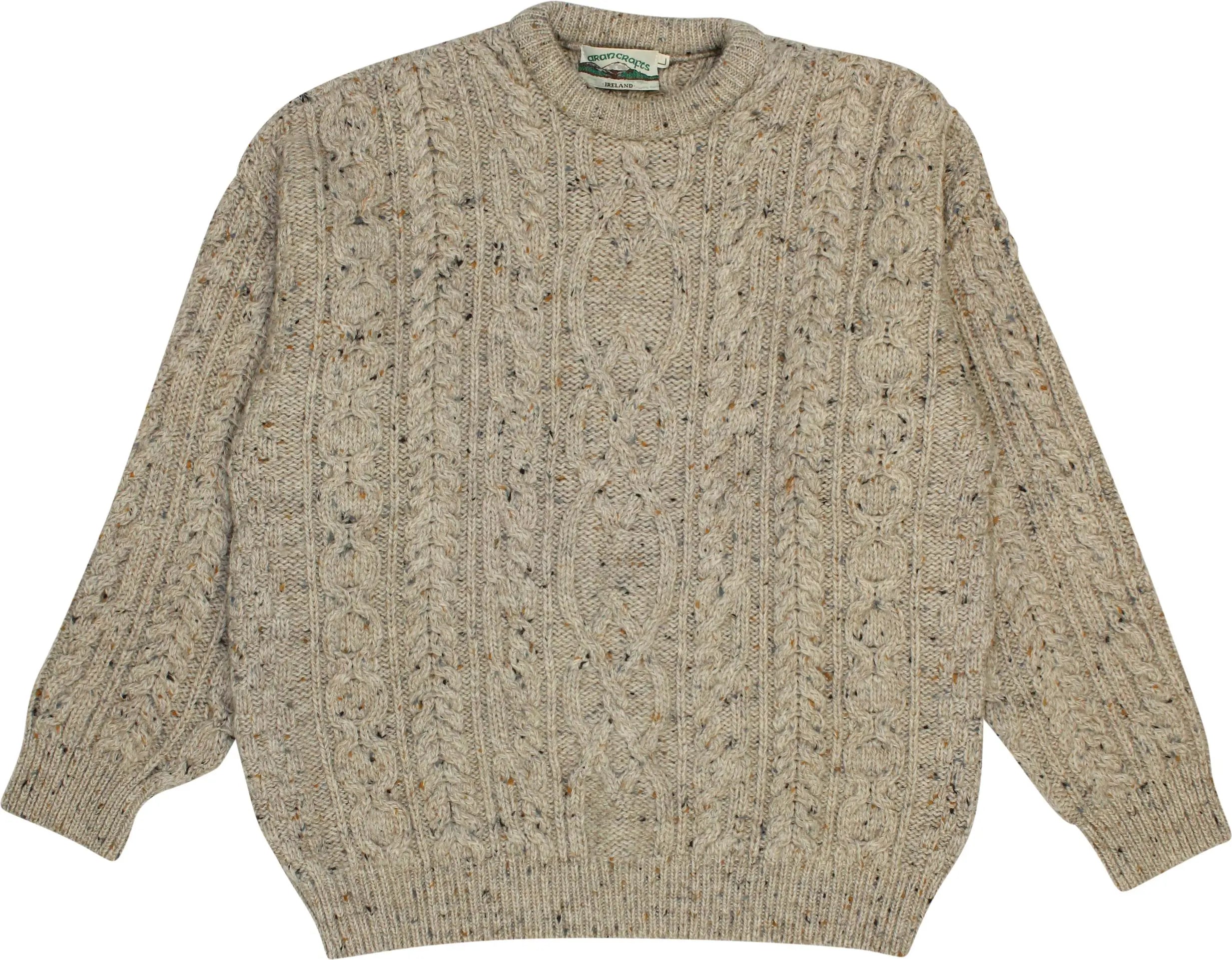 Aran Crafts - Irish Wool Cable Knit Sweater- ThriftTale.com - Vintage and second handclothing