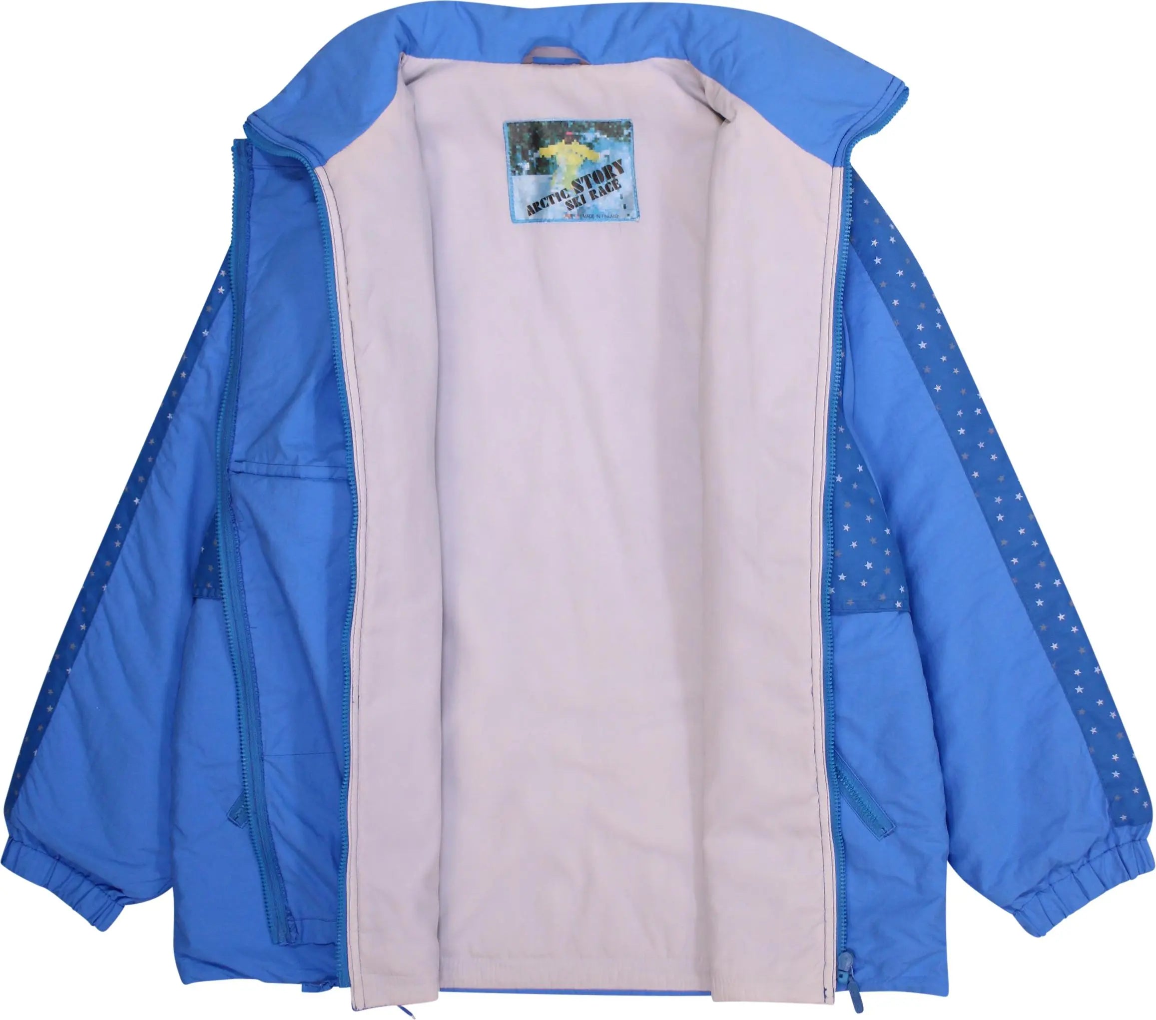 Arctic Story Ski Race - Blue Front Pocket Jacket- ThriftTale.com - Vintage and second handclothing