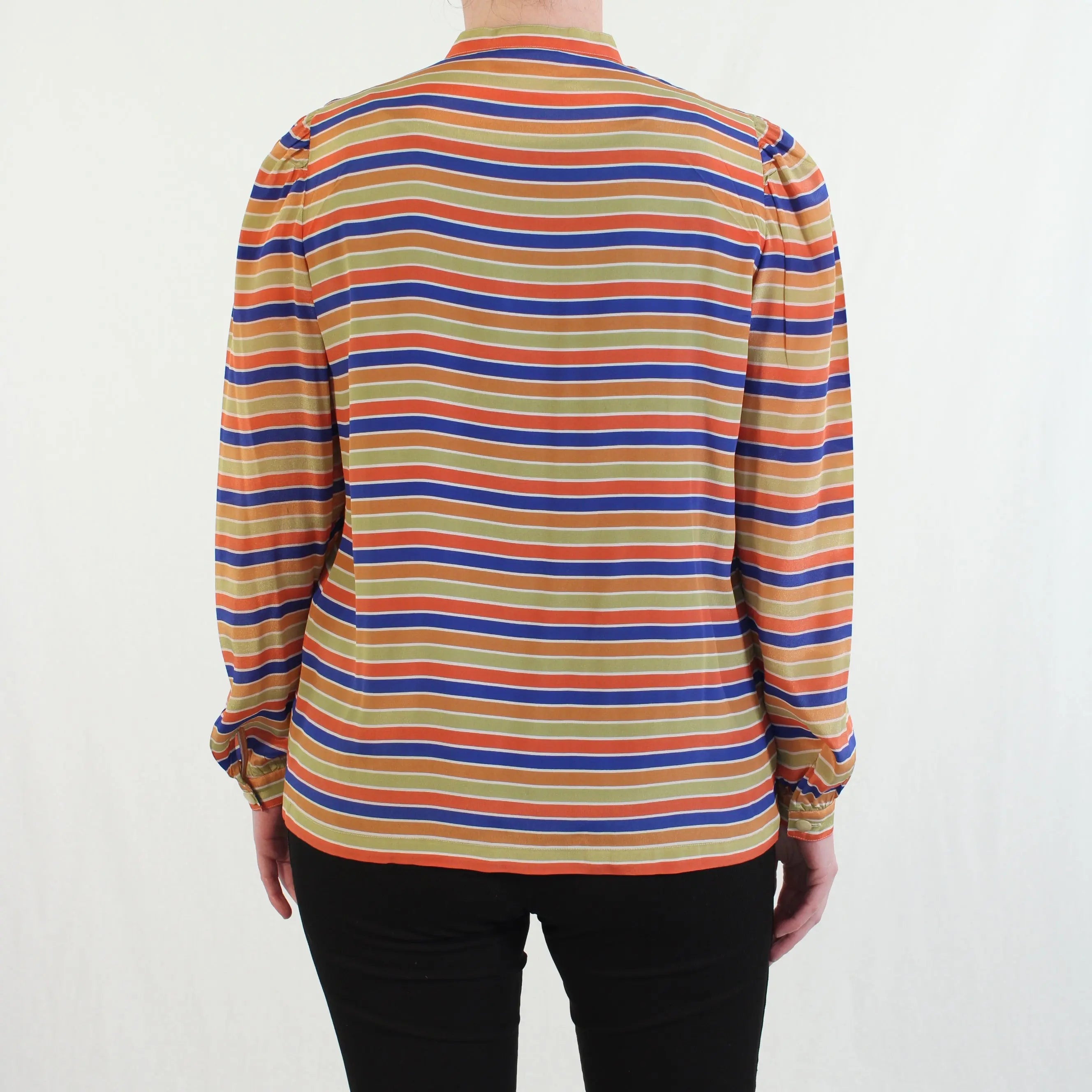 Arezia - Striped Satin Blouse- ThriftTale.com - Vintage and second handclothing