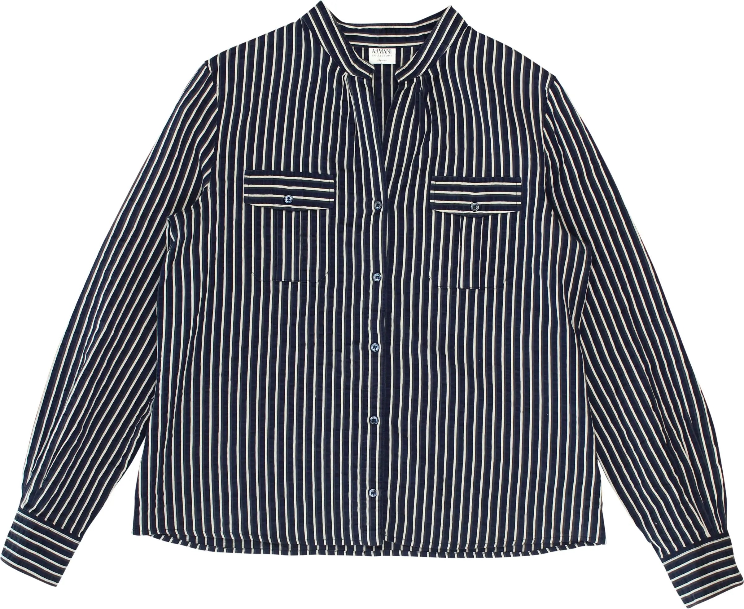 Armani Collezioni - Striped Seersucker Shirt by Armani Collezioni- ThriftTale.com - Vintage and second handclothing