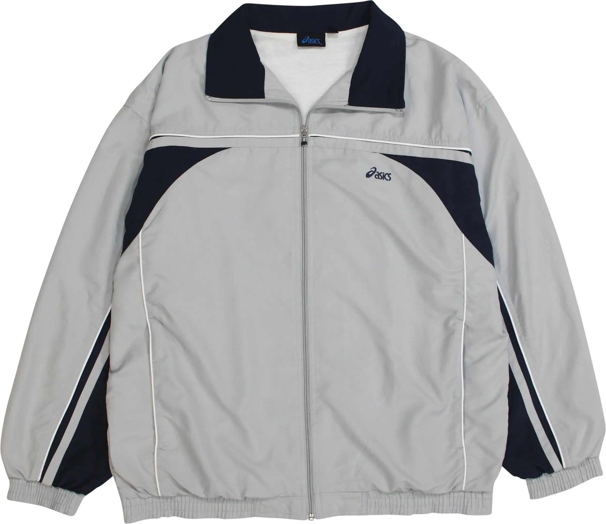 Asics - Grey Track Jacket by Asics- ThriftTale.com - Vintage and second handclothing