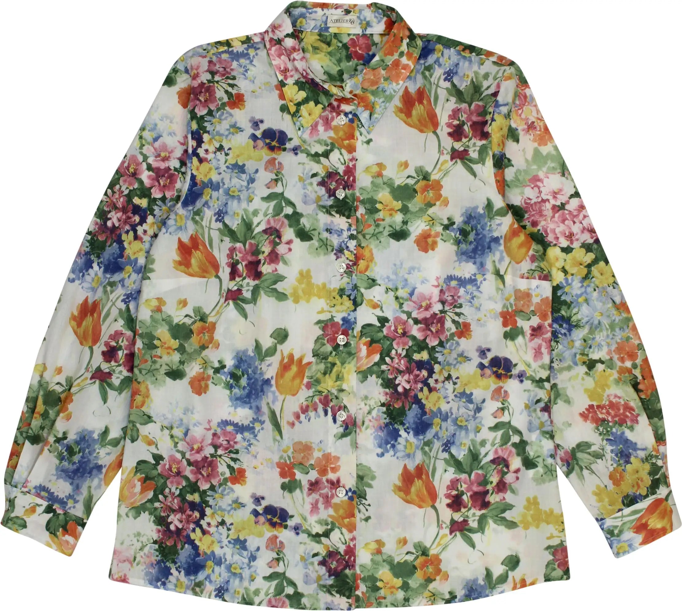 Atelier GS - Blouse with Flower Print- ThriftTale.com - Vintage and second handclothing
