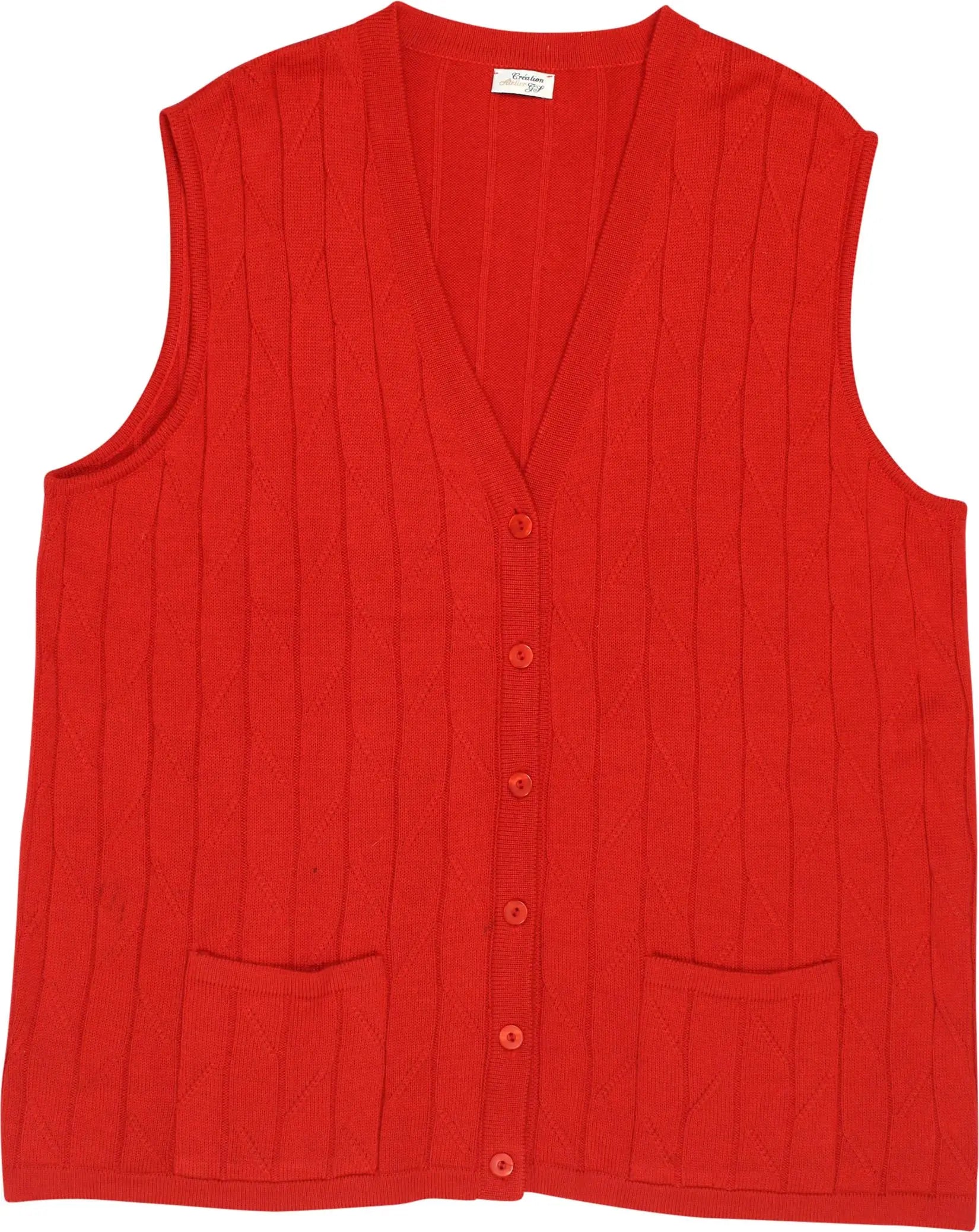 Atelier GS - Red Button Vest- ThriftTale.com - Vintage and second handclothing