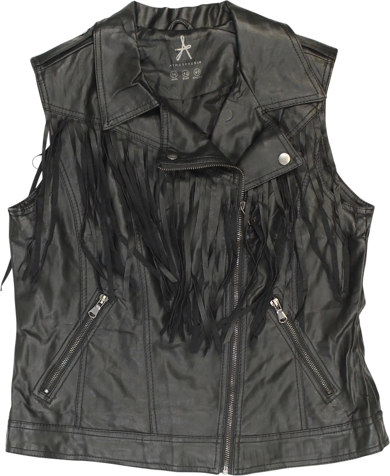 Atmosphere - Sleeveless Leather Jacket- ThriftTale.com - Vintage and second handclothing