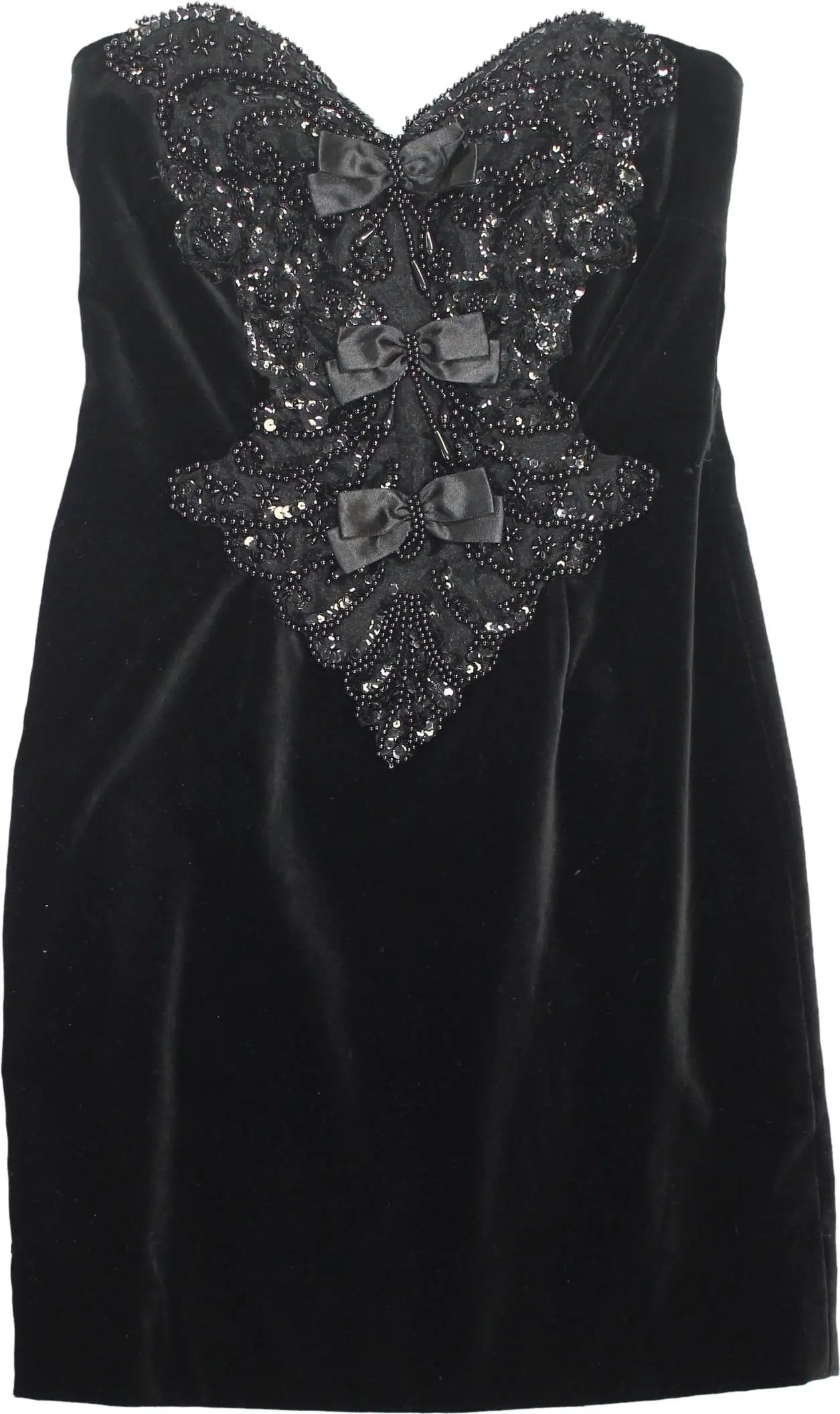 Augustat - Black Beaded Evening Dress- ThriftTale.com - Vintage and second handclothing