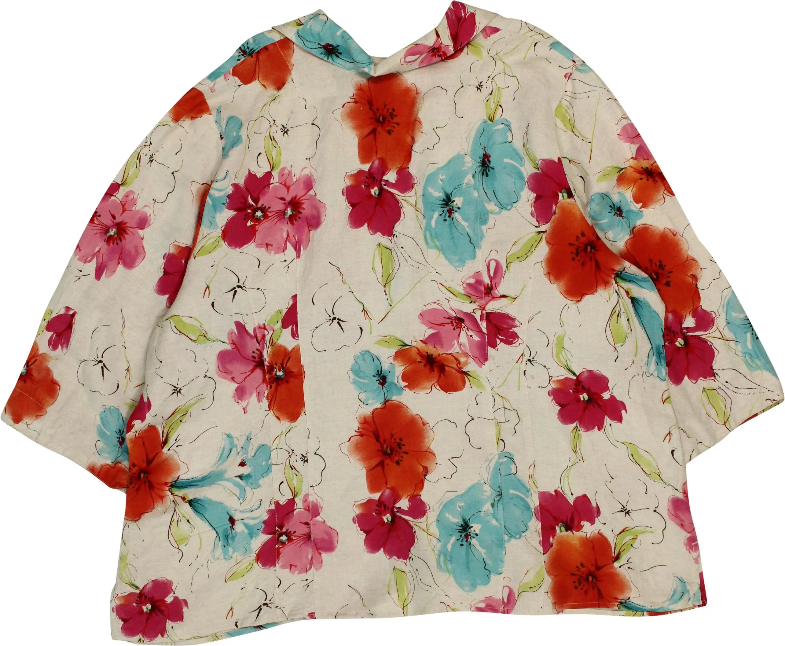 Avenue - Linen Blend Floral Blouse- ThriftTale.com - Vintage and second handclothing
