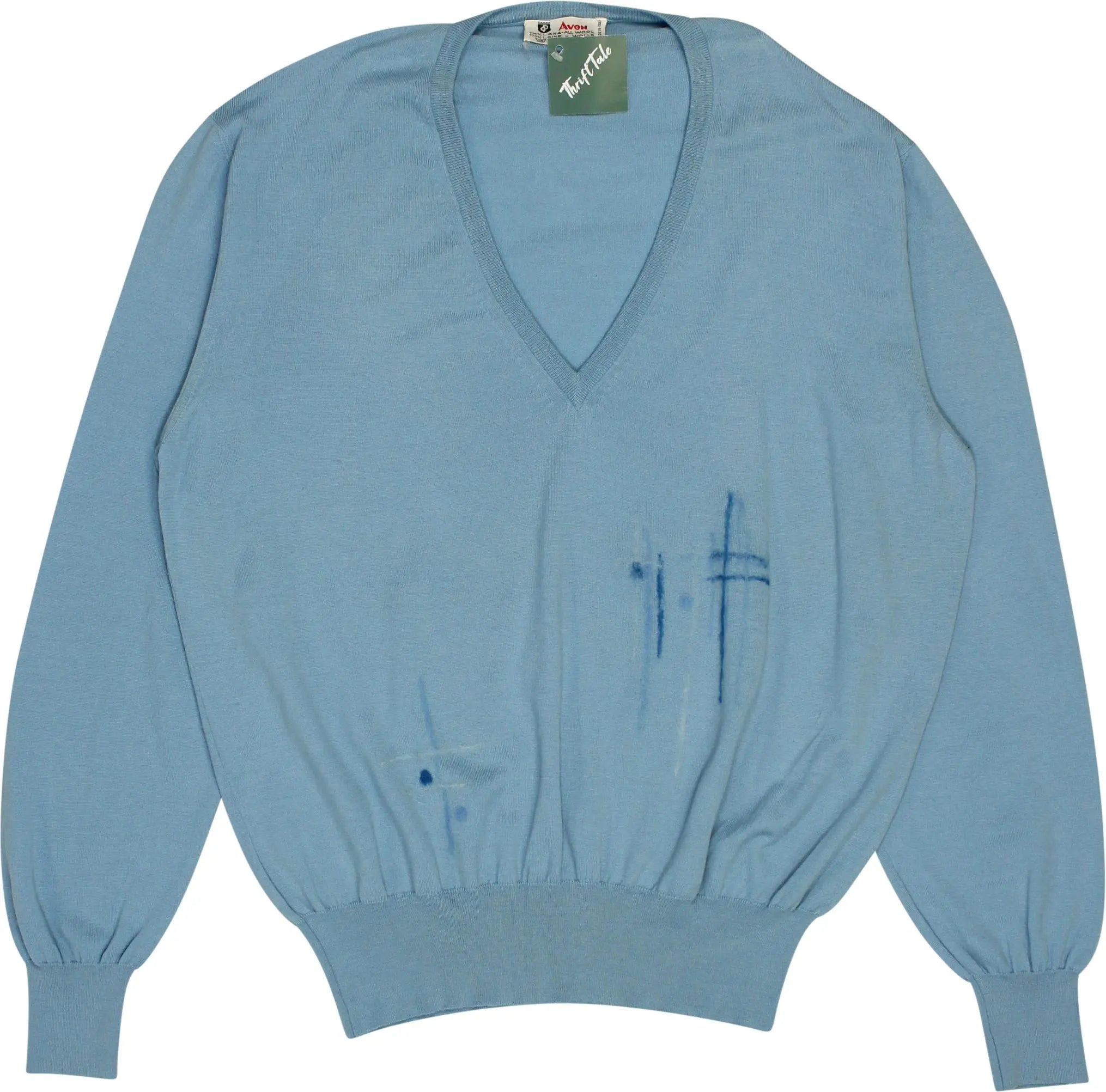 Avon - Blue V-neck Jumper- ThriftTale.com - Vintage and second handclothing