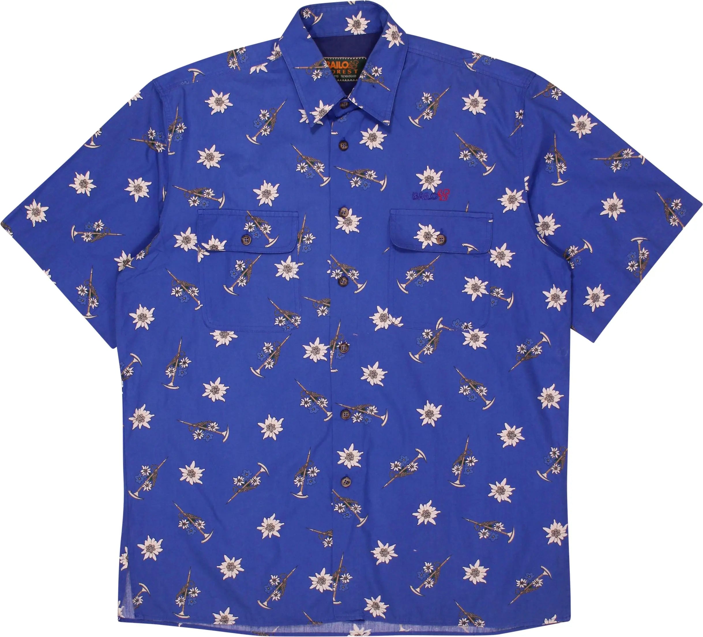 Bailo Forest - Short Sleeve Edelweiss Shirt- ThriftTale.com - Vintage and second handclothing