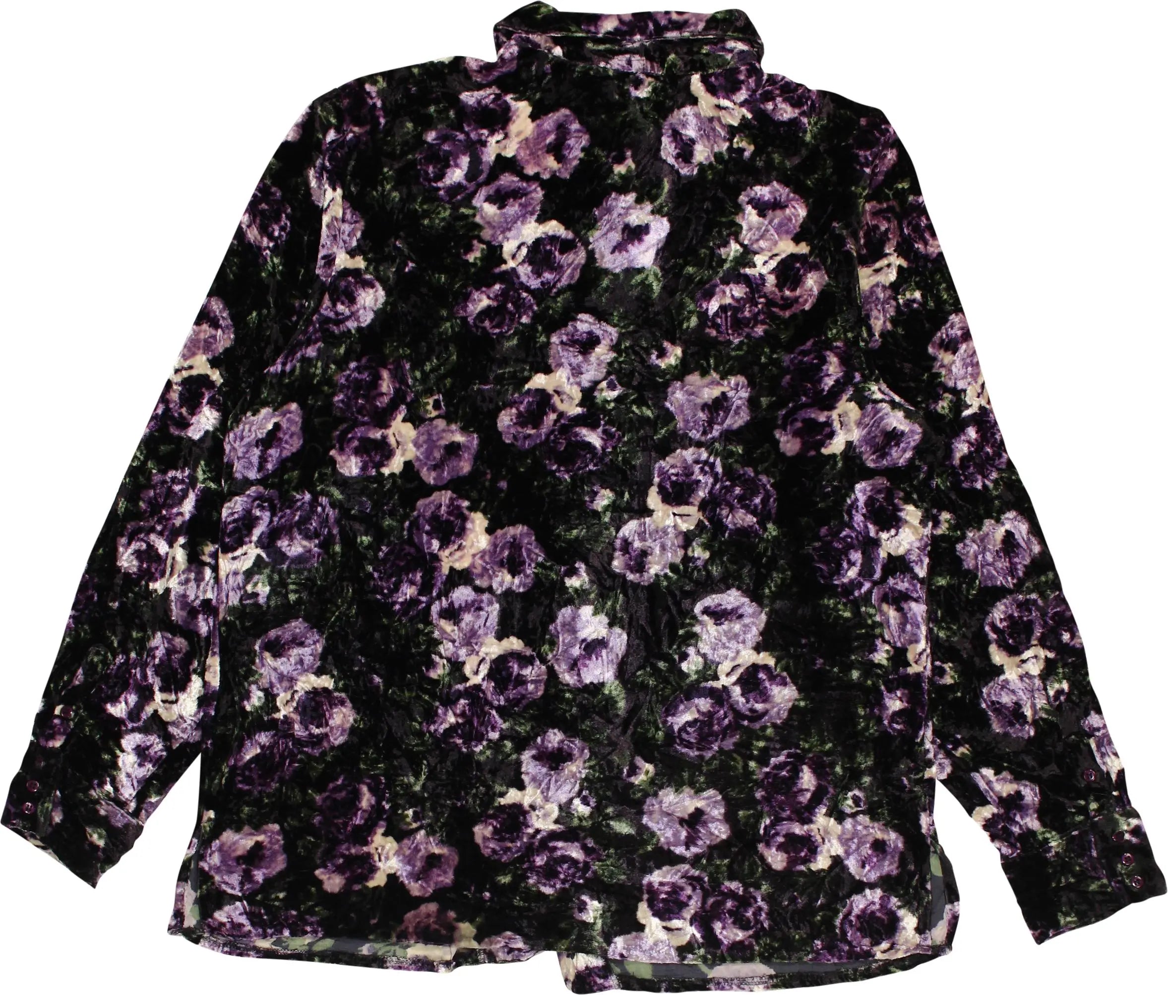 Basic Editions - Velvet Floral Blouse- ThriftTale.com - Vintage and second handclothing