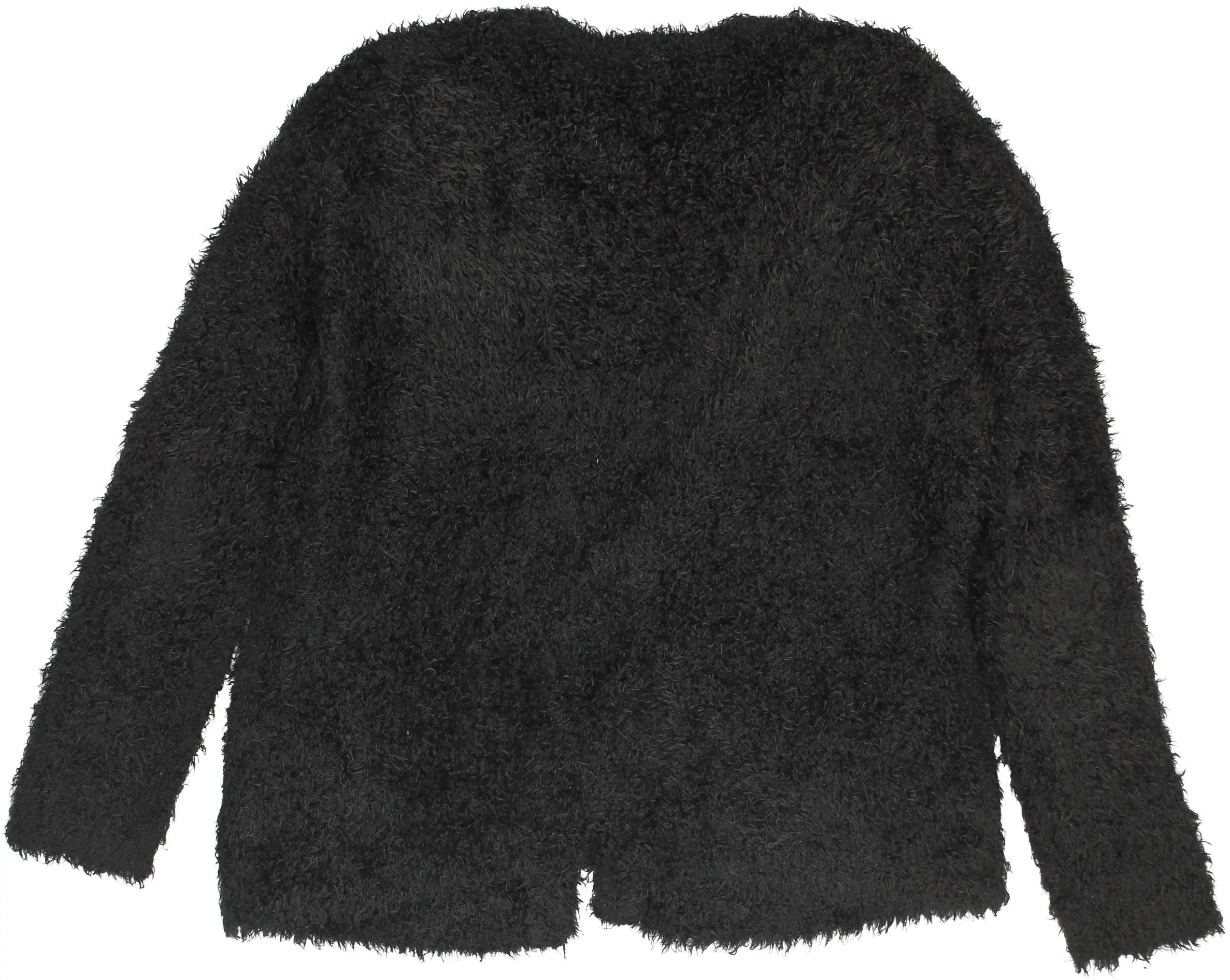 Basic Equipment - Black Fuzzy Cardigan- ThriftTale.com - Vintage and second handclothing