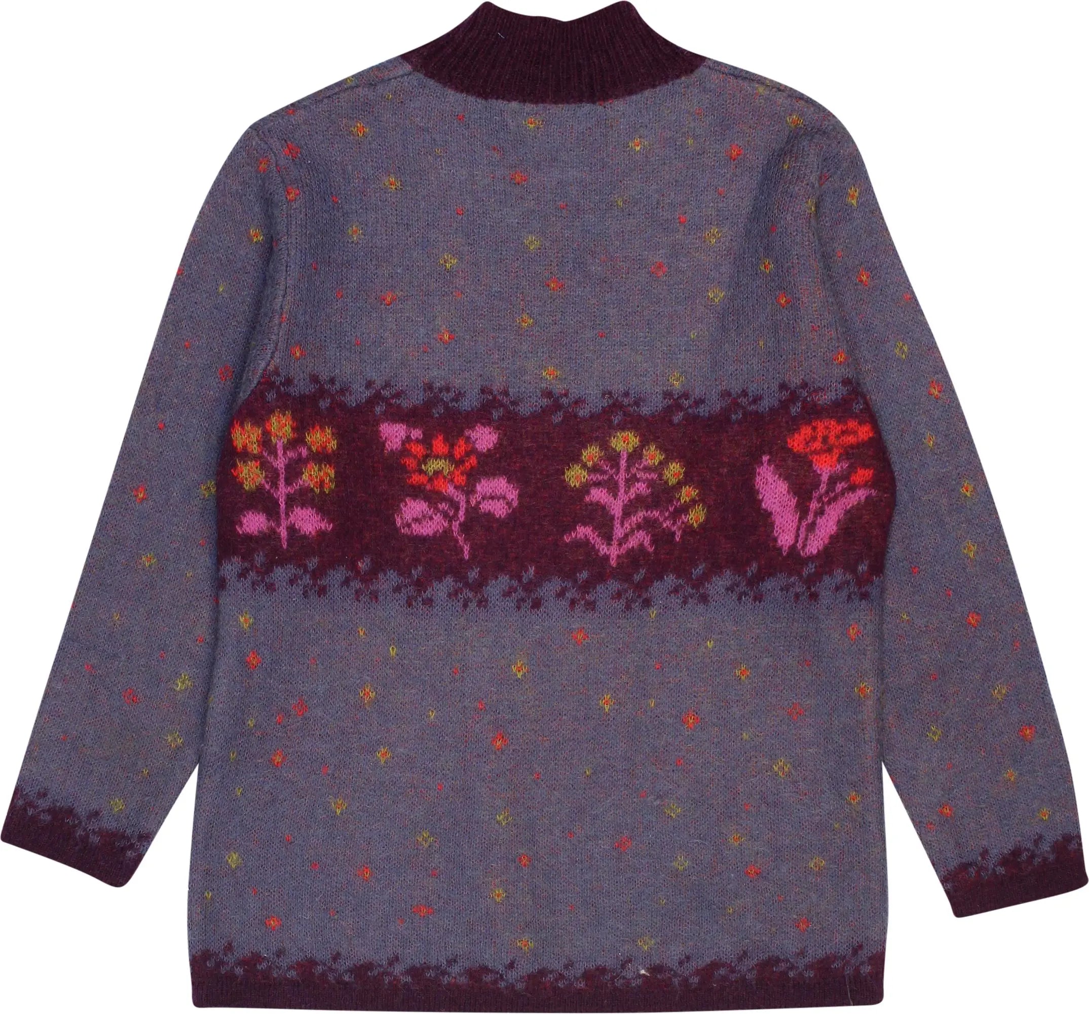 Benetton - 90s Purple Patterned Jumper- ThriftTale.com - Vintage and second handclothing