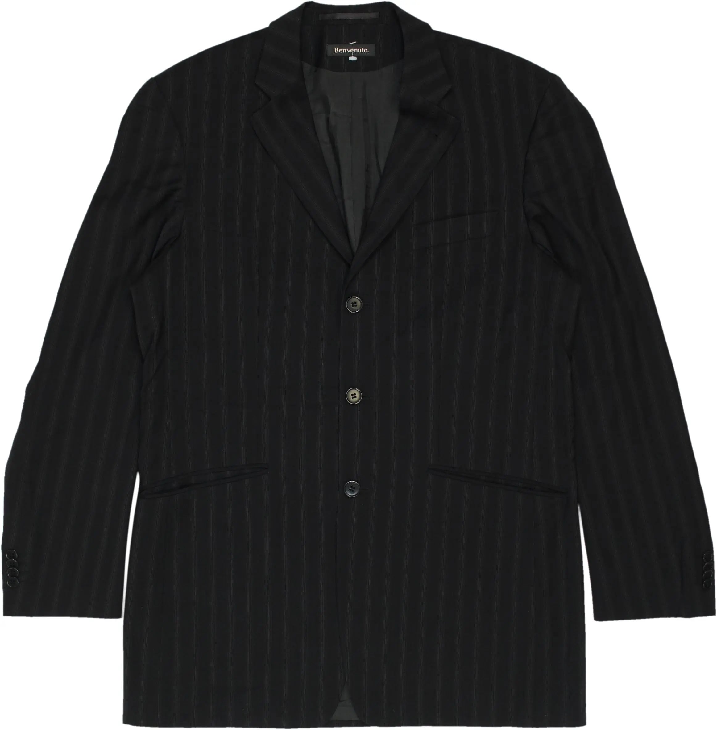 Benvenuto - Black Striped Blazer by Benvenuto- ThriftTale.com - Vintage and second handclothing