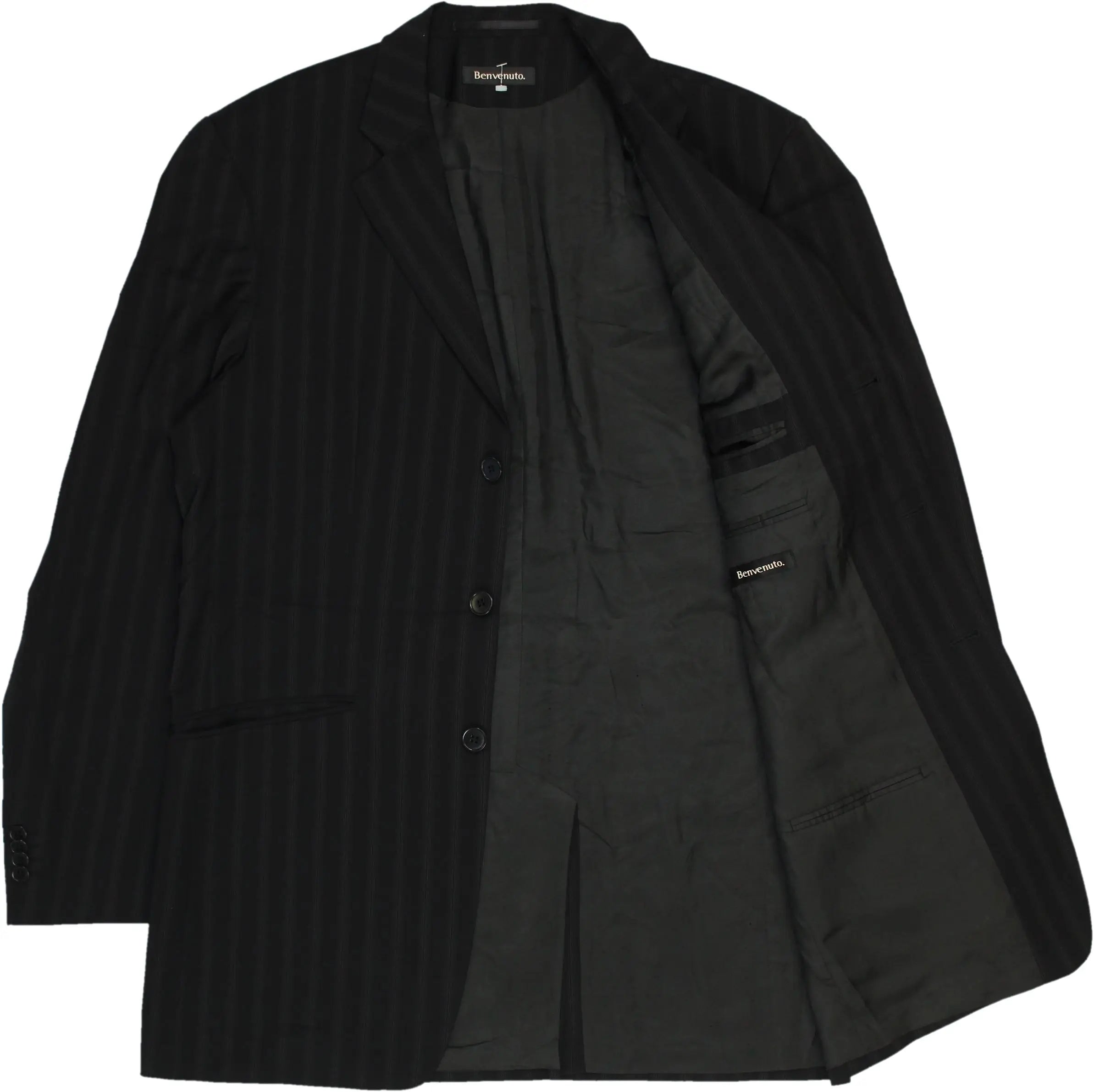 Benvenuto - Black Striped Blazer by Benvenuto- ThriftTale.com - Vintage and second handclothing