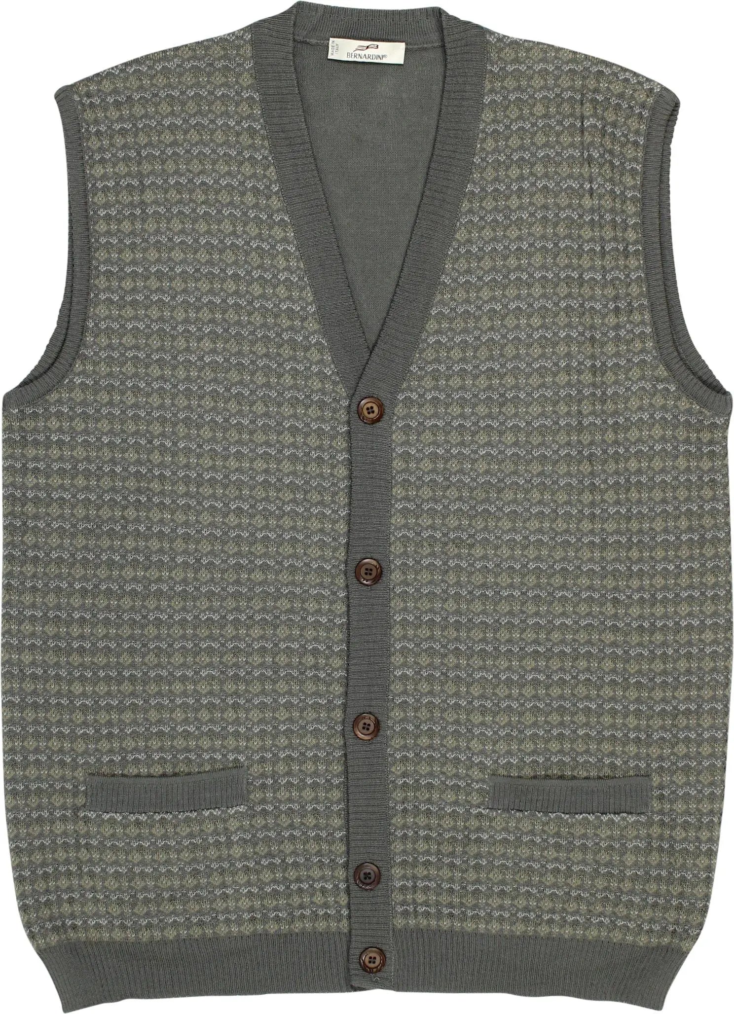 Bernardini - Grey Patterned Vest with Buttons- ThriftTale.com - Vintage and second handclothing