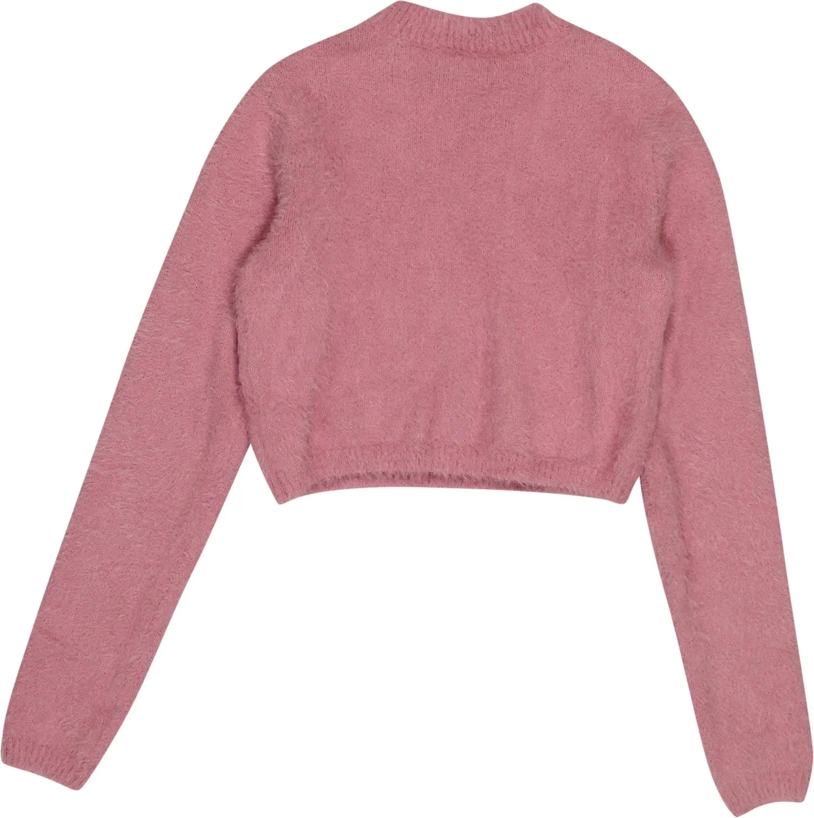 Bershka - Cropped Fuzzy Pink Top- ThriftTale.com - Vintage and second handclothing